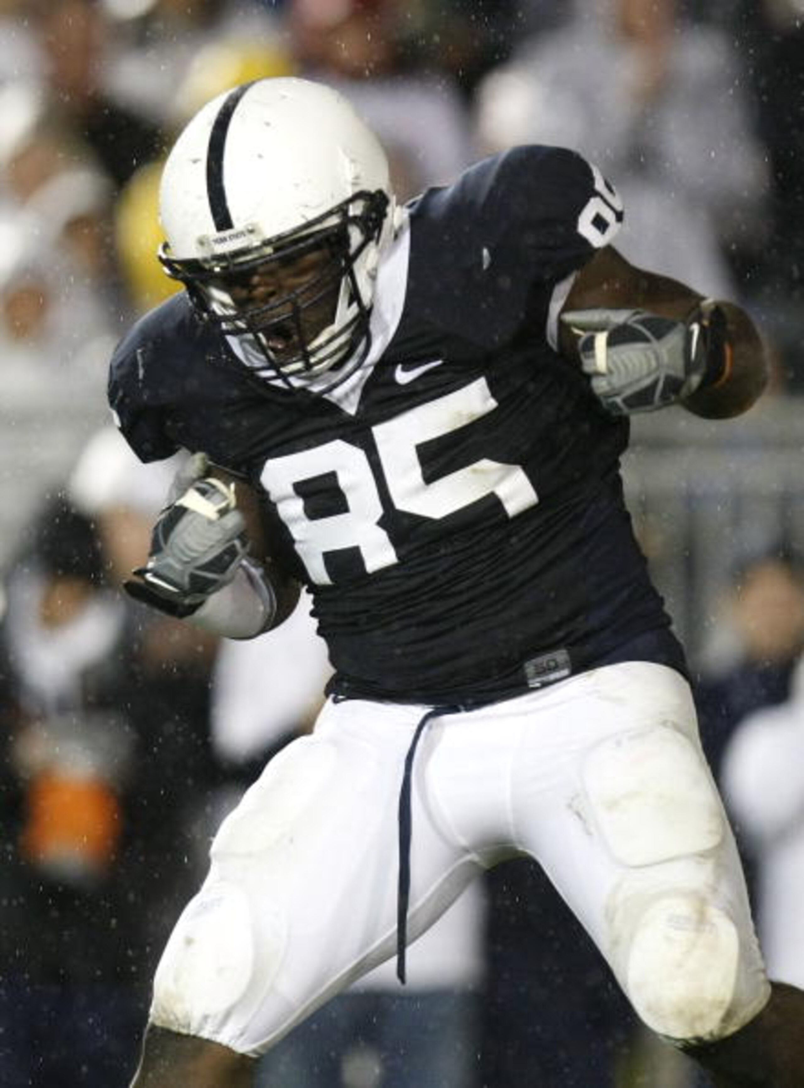 STATE COLLEGE, PA - SEPTEMBER 26:  Ollie Ogbu #85 of the Penn State Nittnay Lions reacts after making a third down tackle while playing the Iowa Hawkeye's on September 26, 2009 at Beaver Stadium in State College, Pennsylvania. (Photo by Gregory Shamus/Get