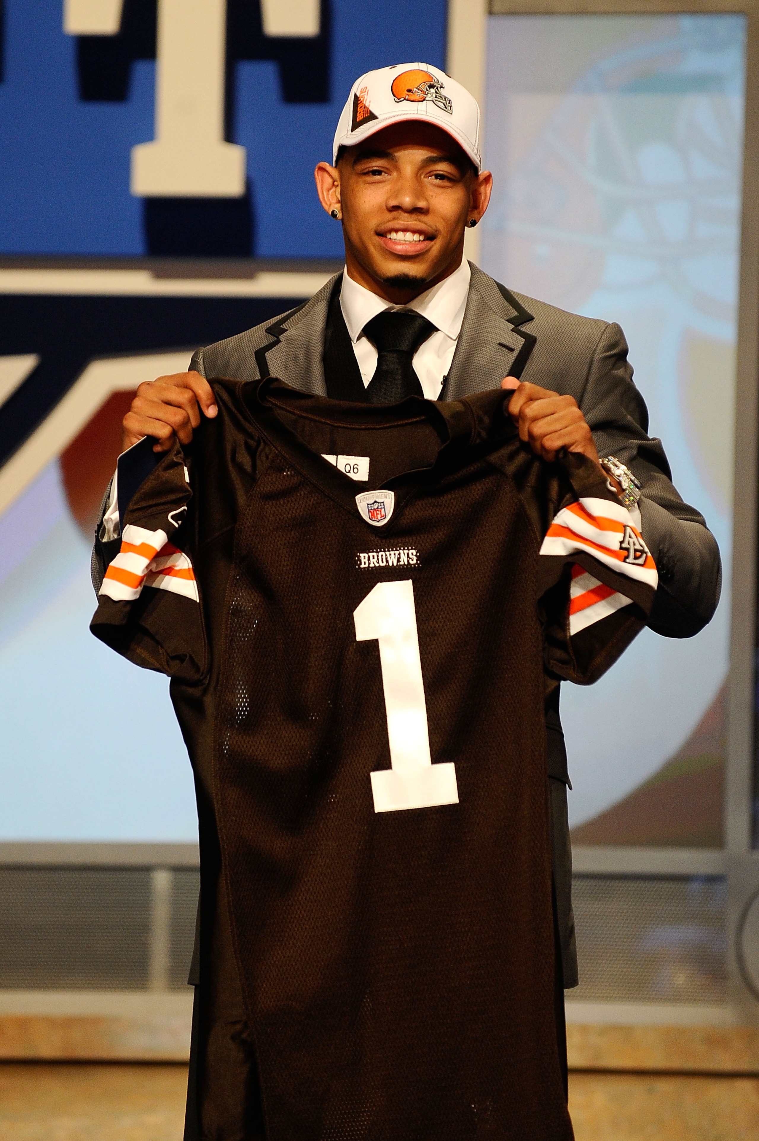 NEW YORK - APRIL 22: Joe Haden from the Florida Gators holds up a Cleveland Browns jersey after he was selected #7 overall by the Browns during the first round of the 2010 NFL Draft at Radio City Music Hall on April 22, 2010 in New York City. (Photo by NEW YORK - APRIL 22: Joe Haden from the Florida Gators holds up a Cleveland Browns jersey after he was selected #7 overall by the Browns during the first round of the 2010 NFL Draft at Radio City Music Hall on April 22, 2010 in New York City. (Photo by