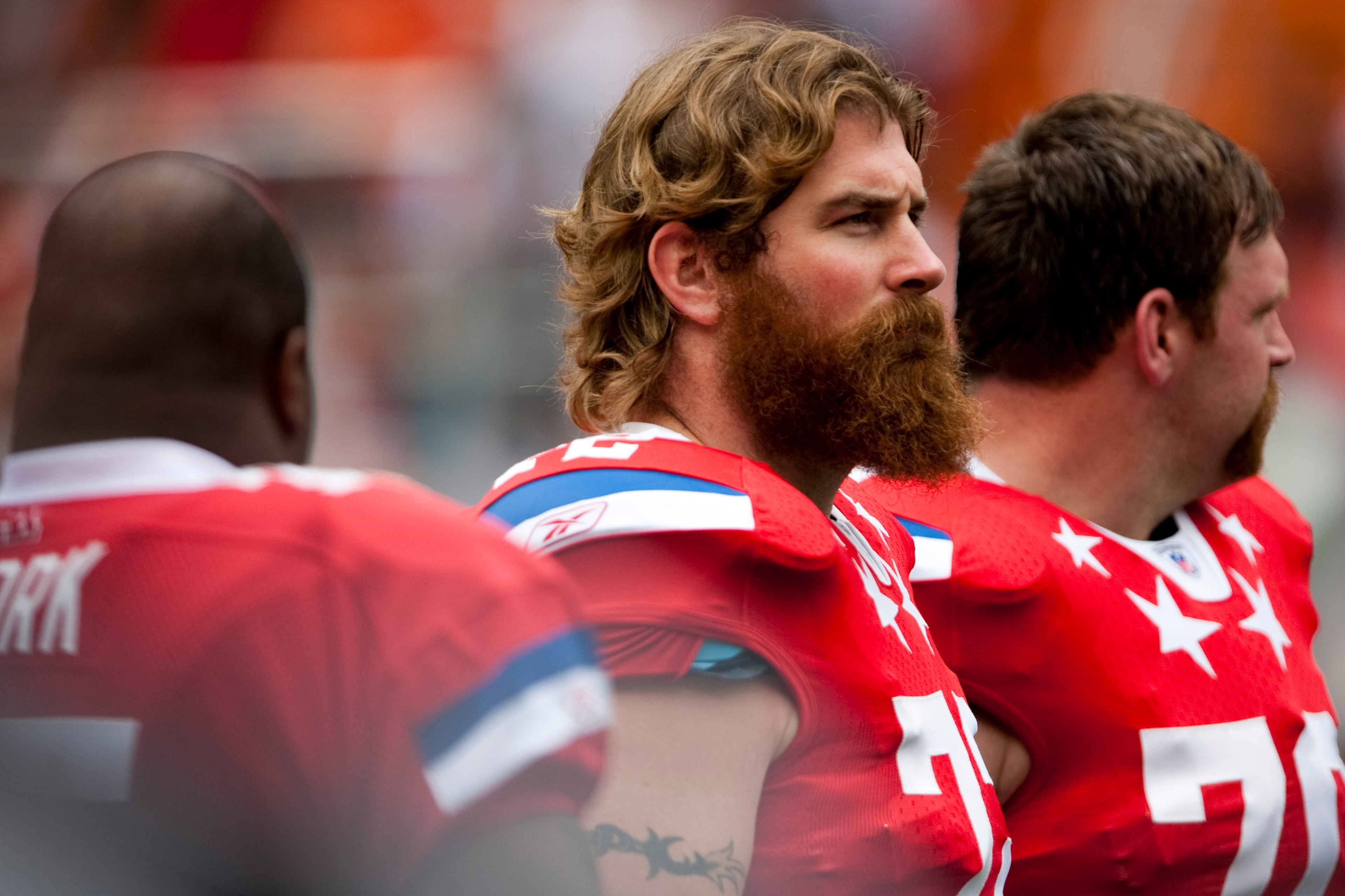 HONOLULU - JANUARY 30: Matt Light #72 of the New England Patriots stands on the field during the 2011 NFL Pro Bowl at Aloha Stadium on January 30, 2011 in Honolulu, Hawaii. (Photo by Kent Nishimura/Getty Images) HONOLULU - JANUARY 30: Matt Light #72 of the New England Patriots stands on the field during the 2011 NFL Pro Bowl at Aloha Stadium on January 30, 2011 in Honolulu, Hawaii. (Photo by Kent Nishimura/Getty Images)