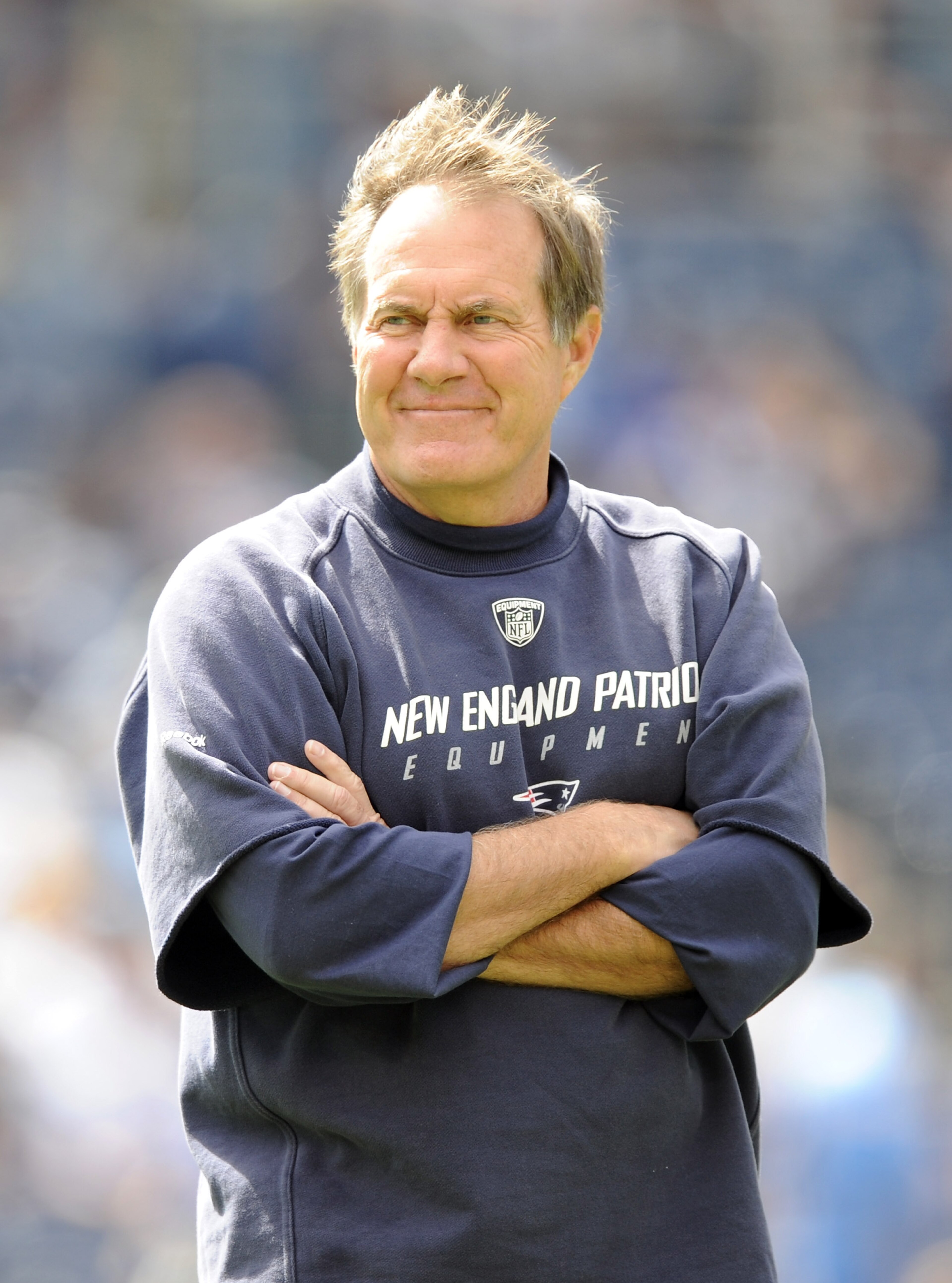 SAN DIEGO - OCTOBER 24: Head Coach Bill Belichick of the New England Patriots during warm up against the San Diego Chargers at Qualcomm Stadium on October 24, 2010 in San Diego, California. (Photo by Harry How/Getty Images) SAN DIEGO - OCTOBER 24: Head Coach Bill Belichick of the New England Patriots during warm up against the San Diego Chargers at Qualcomm Stadium on October 24, 2010 in San Diego, California. (Photo by Harry How/Getty Images)