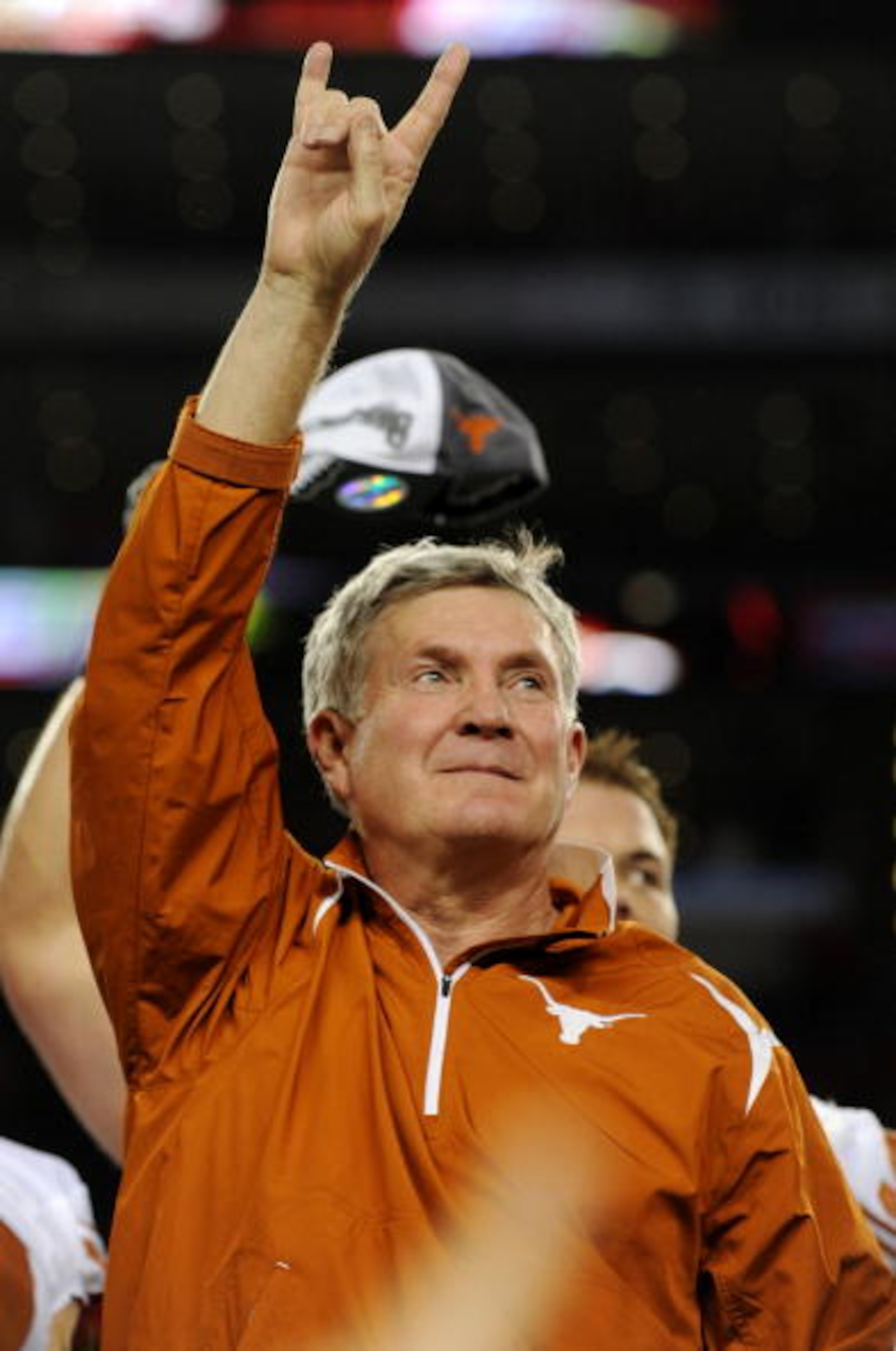 ARLINGTON, TX - DECEMBER 5:  Head coach Mack Brown of the Texas Longhorns after his teams 10-6 victory over the Nebraska Cornhuskers in the game at Cowboys Stadium on December 5, 2009 in Arlington, Texas. (Photo by Ronald Martinez/Getty Images)
