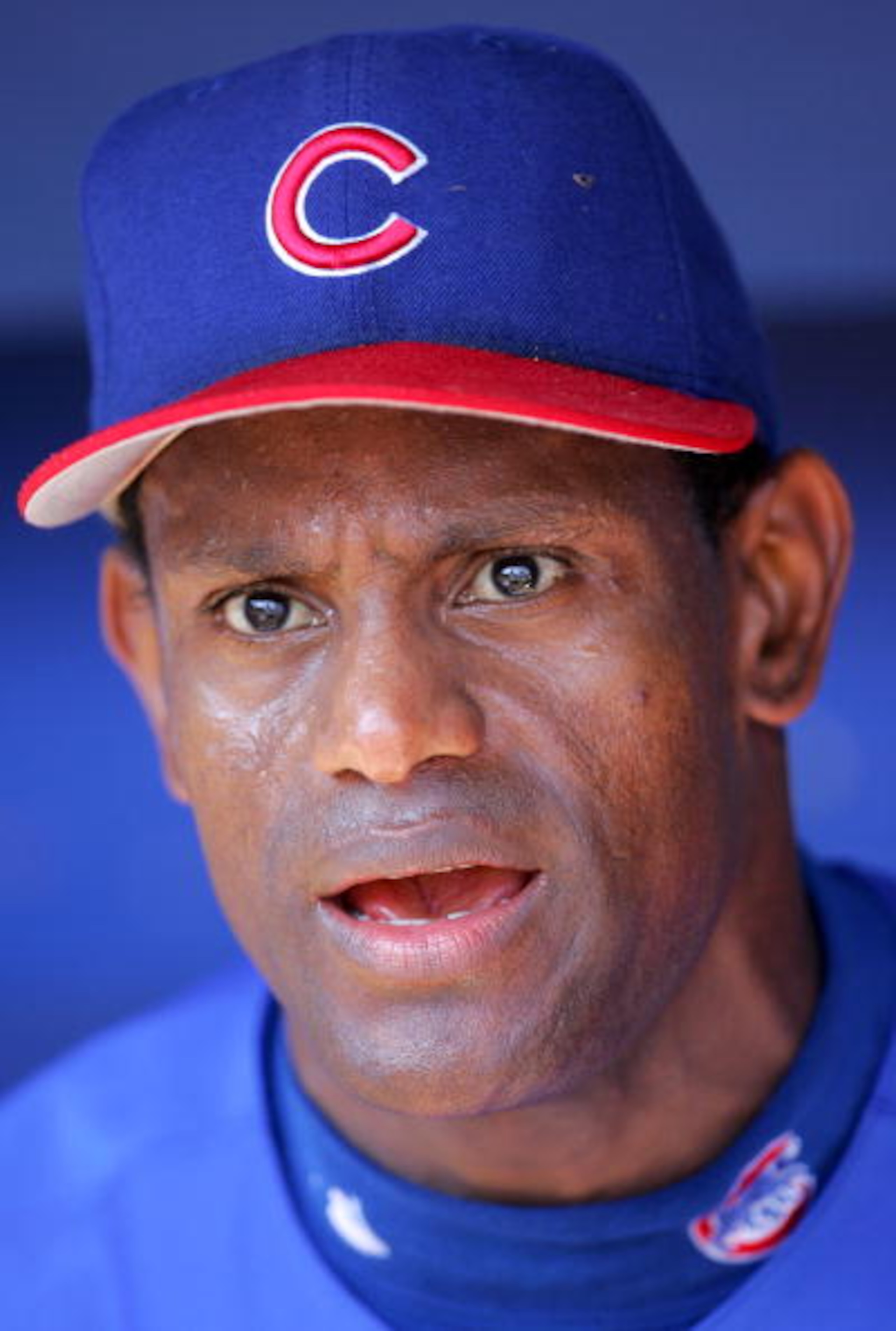 FLUSHING, NY - SEPTEMBER 26:  Sammy Sosa #21 of the Chicago Cubs looks on during the game against the New York Mets on September 26, 2004 at Shea Stadium in Flushing, New York. The Mets defeated the Cubs 3-2. (Photo by Chris Trotman/Getty Images)