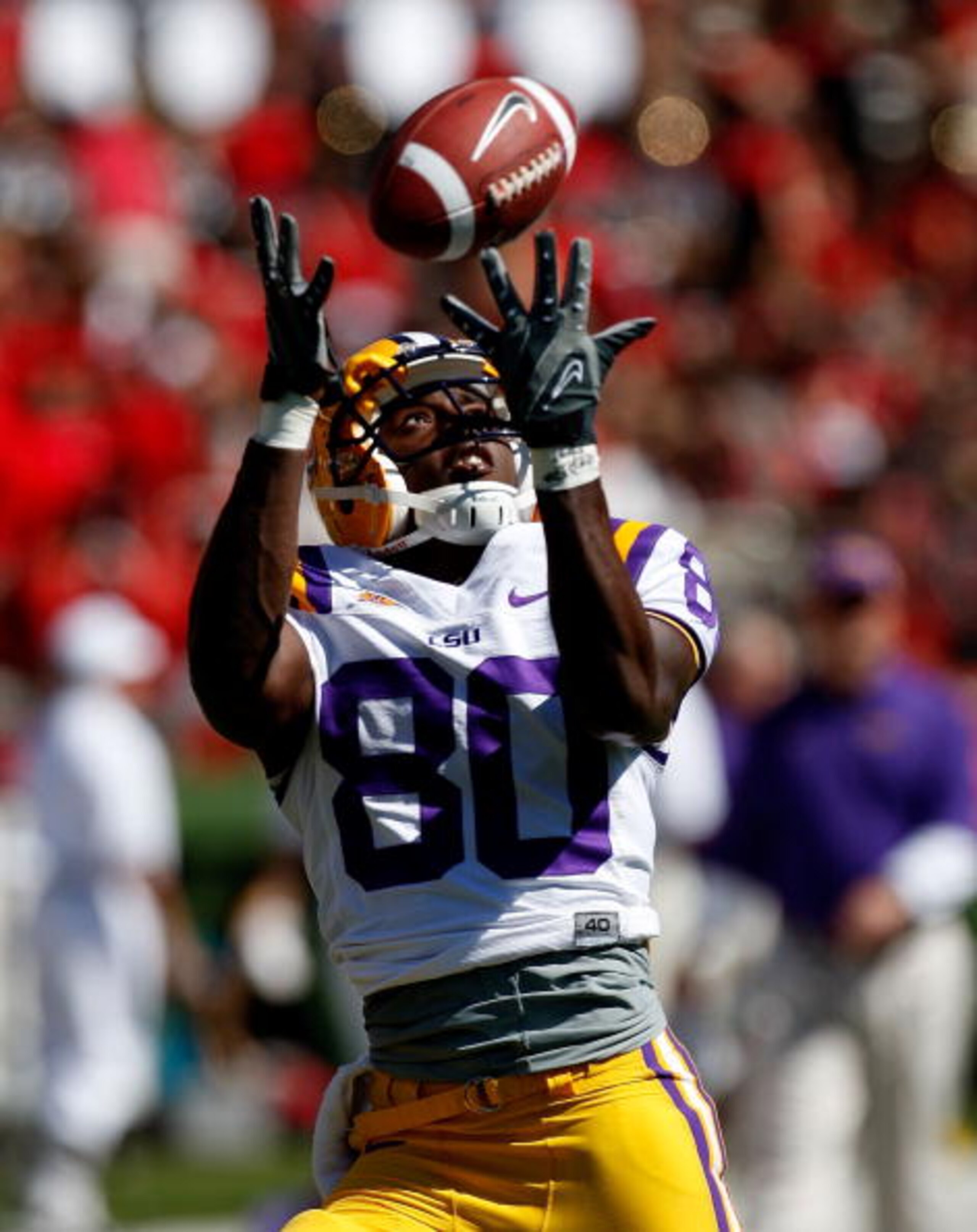 ATHENS, GA - OCTOBER 03:  Terrance Toliver #80 of the Louisiana State University Tigers against the Georgia Bulldogs at Sanford Stadium on October 3, 2009 in Athens, Georgia.  (Photo by Kevin C. Cox/Getty Images)