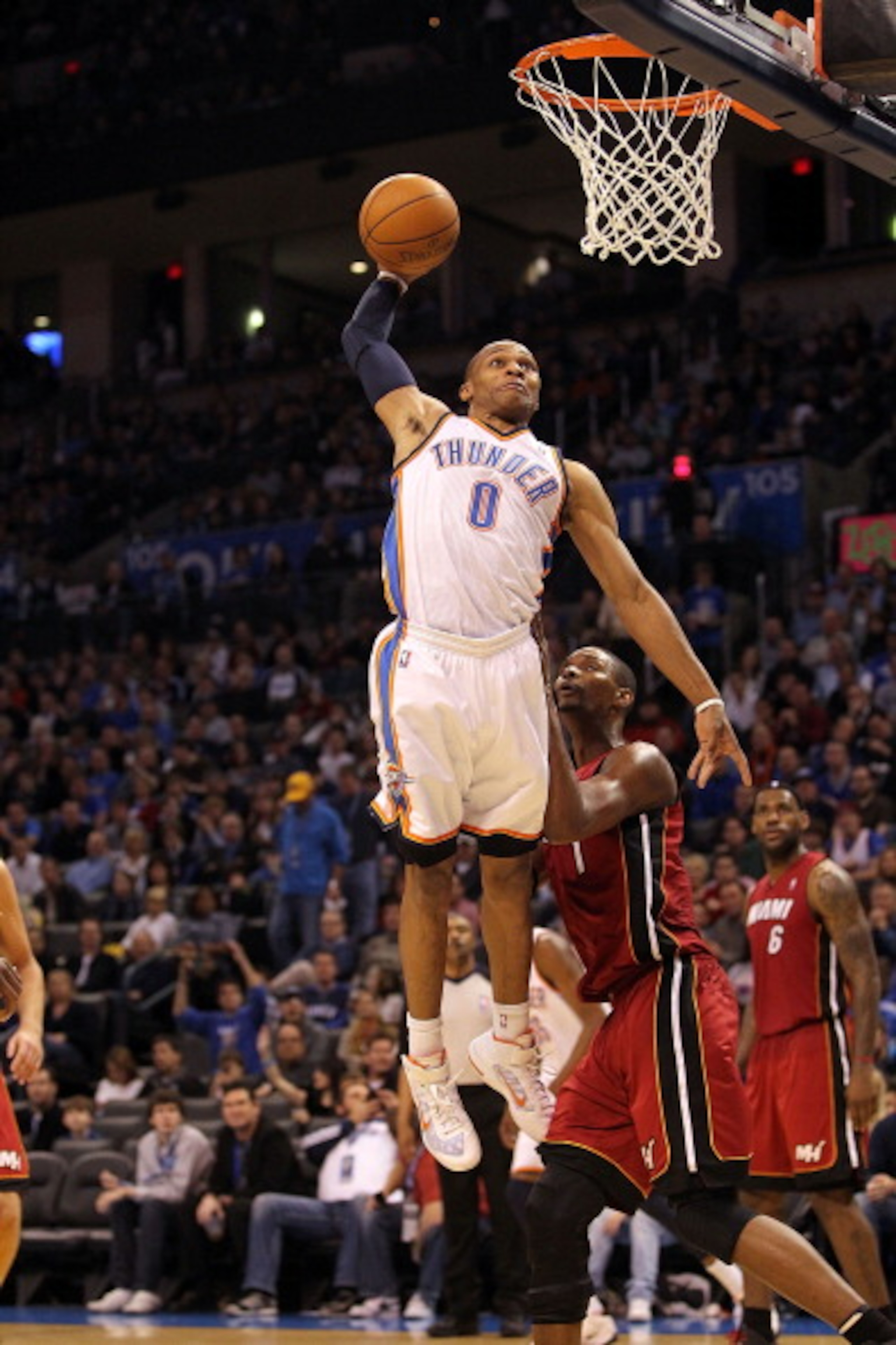 OKLAHOMA CITY, OK - JANUARY 30:  Russell Westbrook #0 of the Oklahoma City Thunder at Ford Center on January 30, 2011 in Oklahoma City, Oklahoma.  NOTE TO USER: User expressly acknowledges and agrees that, by downloading and or using this photograph, User