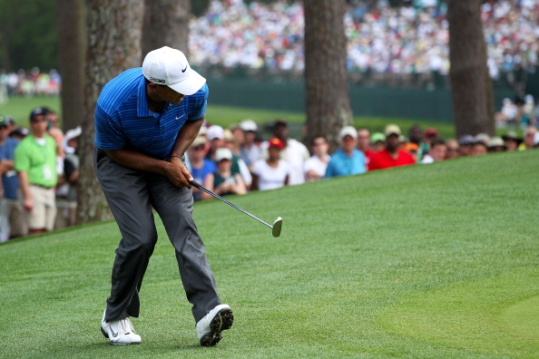 AUGUSTA, GA - APRIL 09:  Tiger Woods reacts to a missed putt on the sixth hole during the third round of the 2011 Masters Tournament at Augusta National Golf Club on April 9, 2011 in Augusta, Georgia.  (Photo by Jamie Squire/Getty Images)