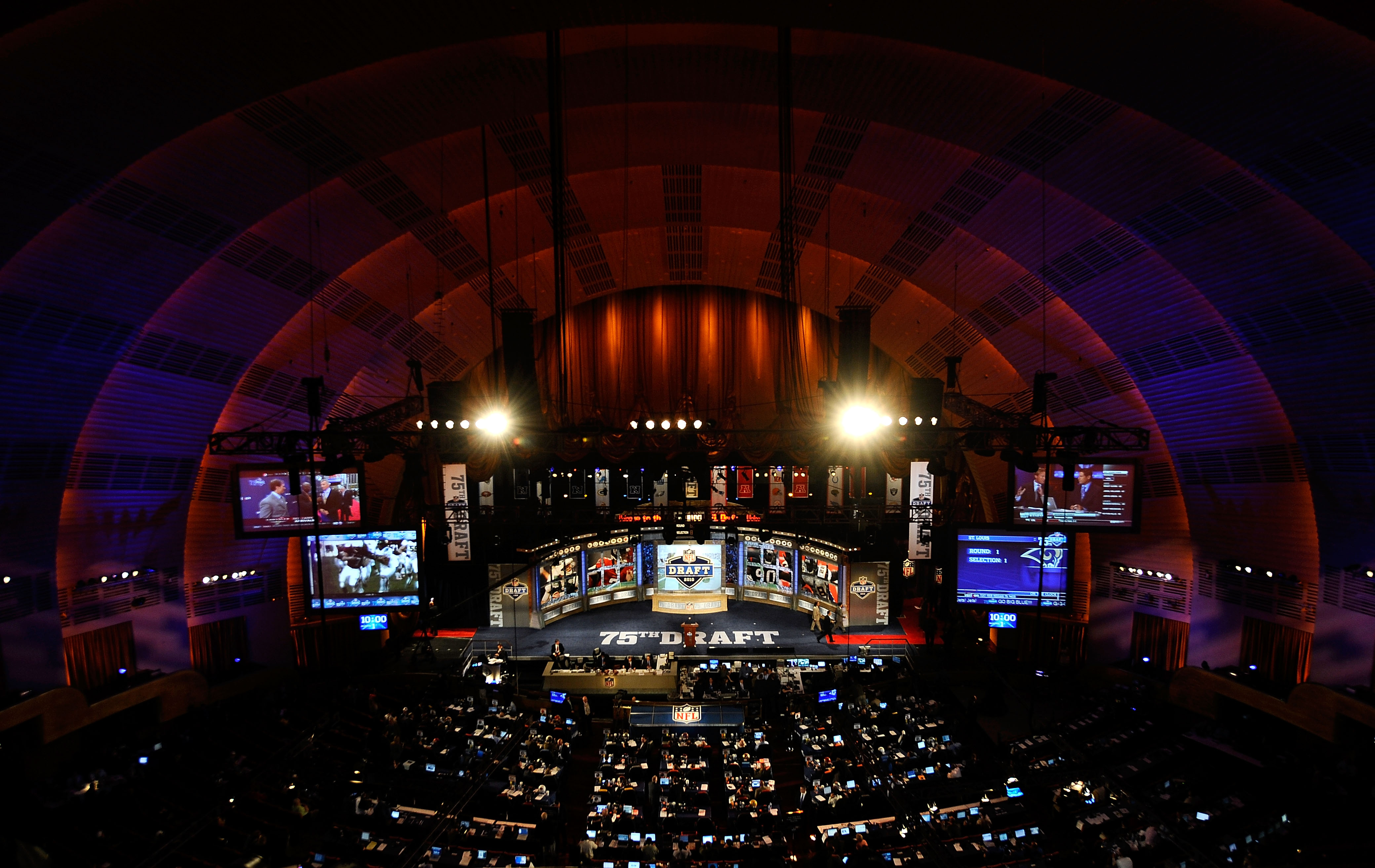 NEW YORK - APRIL 22:  A general view of the stage during the 2010 NFL Draft at Radio City Music Hall on April 22, 2010 in New York City.  (Photo by Jeff Zelevansky/Getty Images)