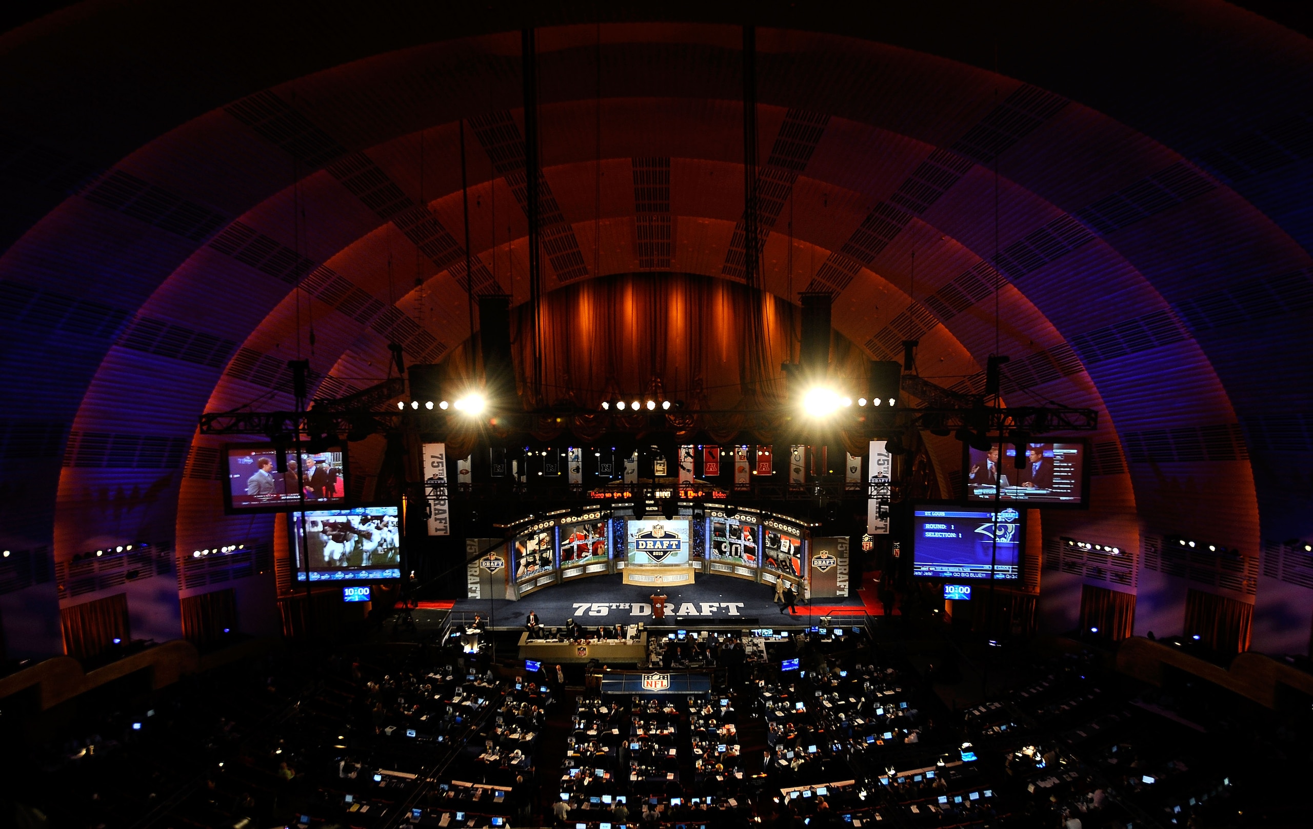 NEW YORK - APRIL 22:  A general view of the stage during the 2010 NFL Draft at Radio City Music Hall on April 22, 2010 in New York City.  (Photo by Jeff Zelevansky/Getty Images)
