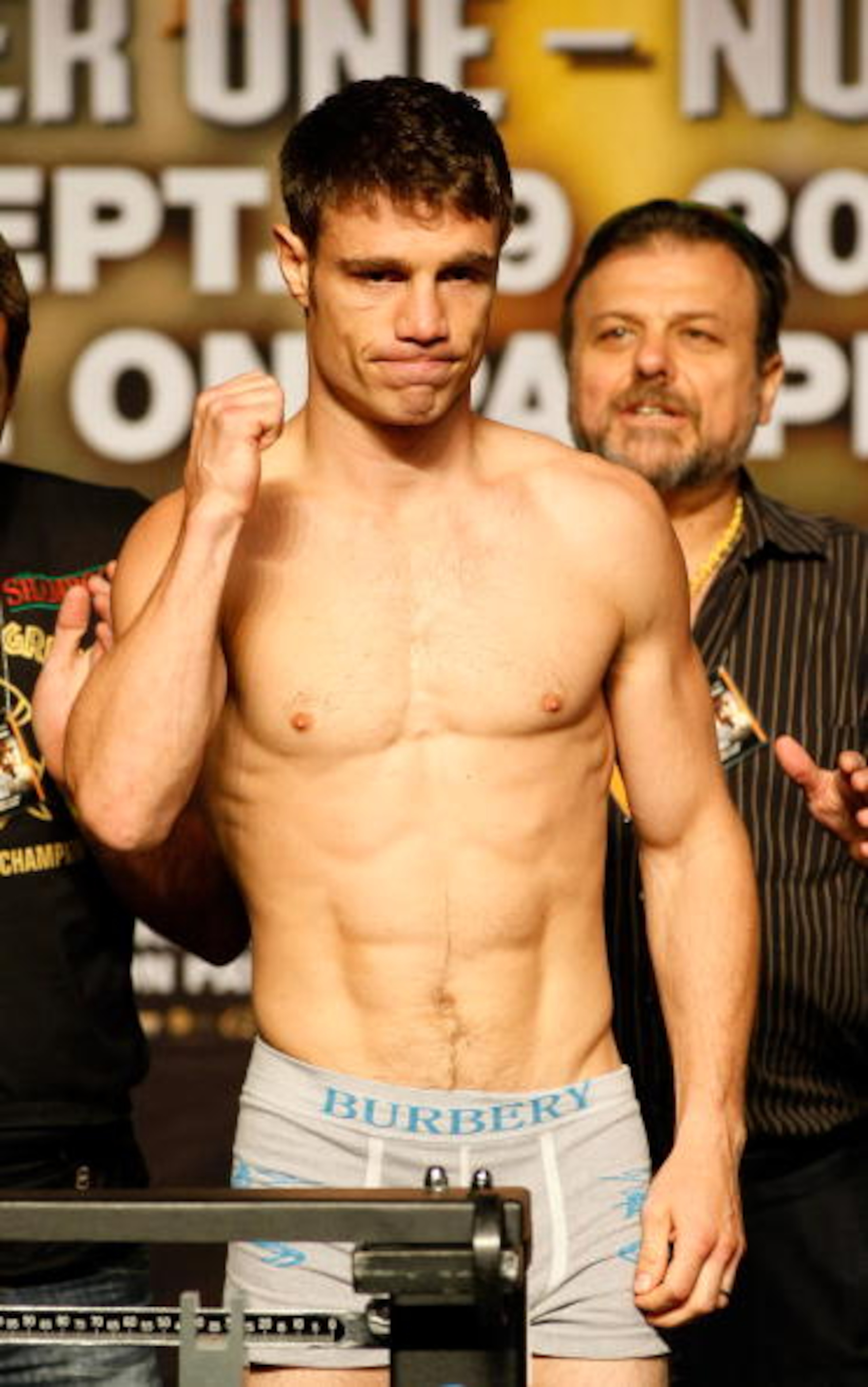 LAS VEGAS - SEPTEMBER 18:  Boxer Michael Katsidis poses during his official weigh-in for his bout against Vicente Escobedo at the MGM Grand Garden Arena September 18, 2009 in Las Vegas, Nevada. The two will fight at the MGM on September 19.  (Photo by Eth