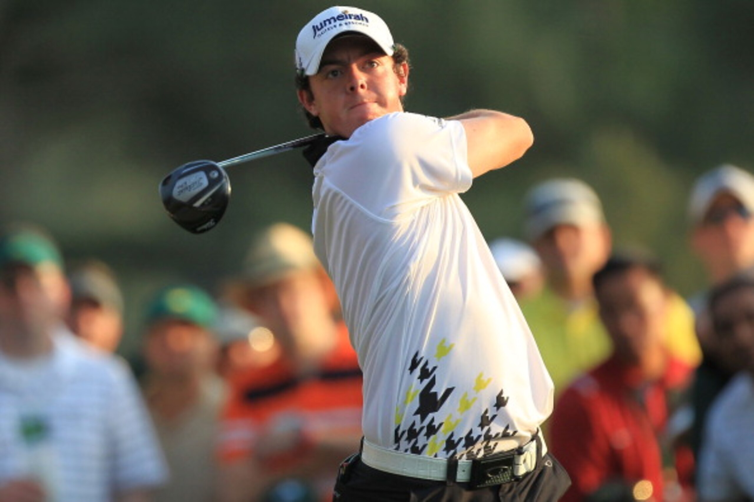 AUGUSTA, GA - APRIL 09:  Rory McIlroy of Northern Ireland hits his tee shot on the 18th hole during the third round of the 2011 Masters Tournament at Augusta National Golf Club on April 9, 2011 in Augusta, Georgia.  (Photo by David Cannon/Getty Images)