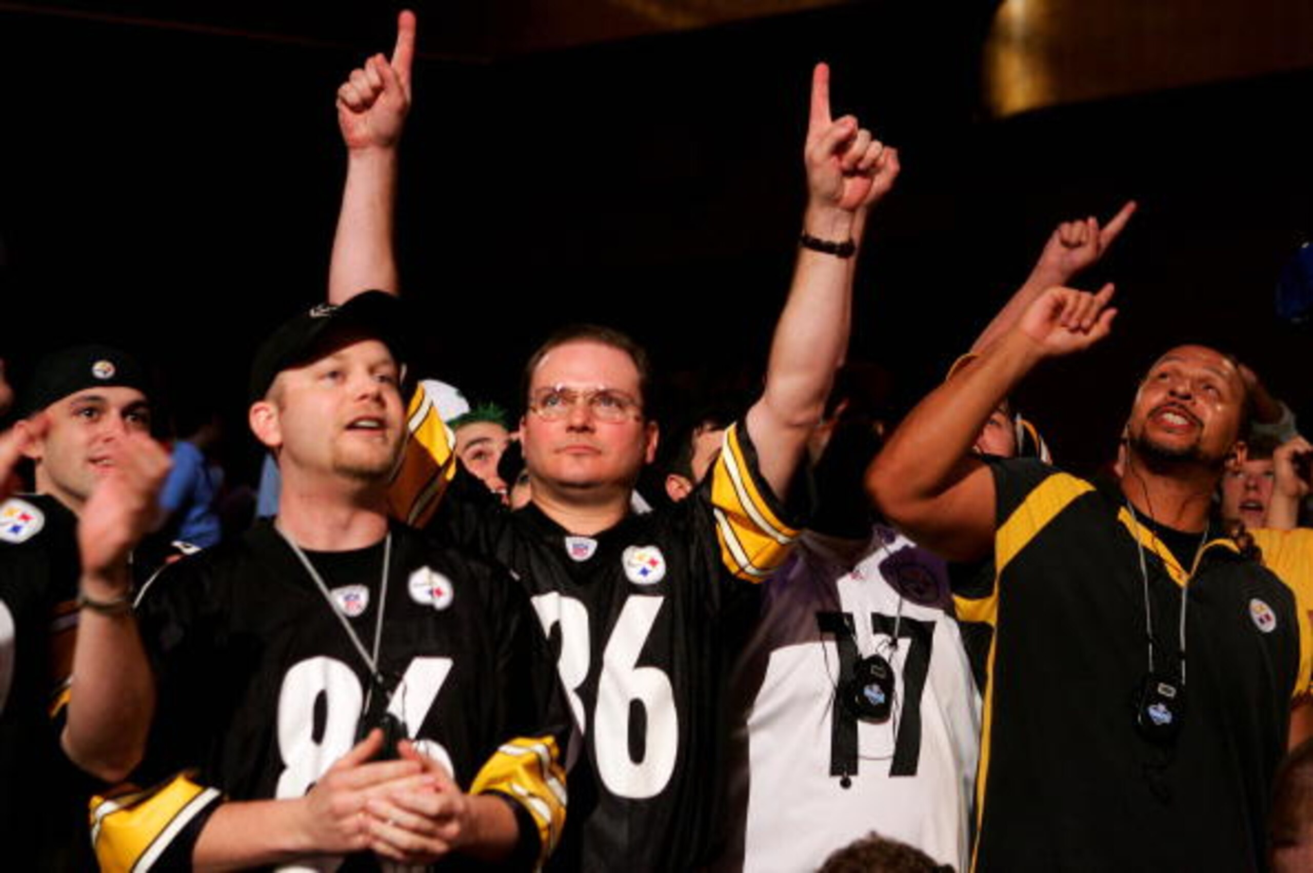 NEW YORK - APRIL 28:  Pittsburgh Steelers fans celebrate their teams first round draft pick, 15th overall, during the 2007 NFL Draft on April 28, 2007 at Radio City Music Hall in New York, New York.  (Photo by Chris McGrath/Getty Images)