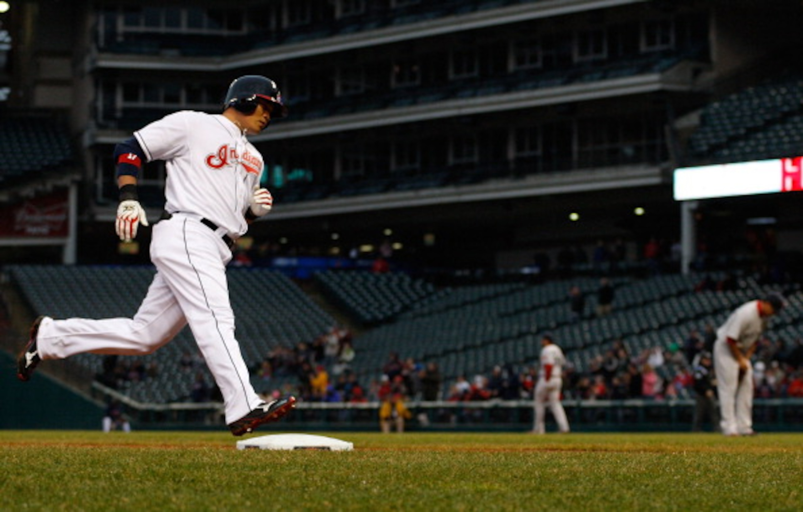 CLEVELAND - APRIL 06: Shin-Soo Choo #17 of the Cleveland Indians rounds third base after hitting a two run home run in the first inning against the Boston Red Sox during the game on April 6, 2011 at Progressive Field in Cleveland, Ohio. (Photo by Jared CLEVELAND - APRIL 06: Shin-Soo Choo #17 of the Cleveland Indians rounds third base after hitting a two run home run in the first inning against the Boston Red Sox during the game on April 6, 2011 at Progressive Field in Cleveland, Ohio. (Photo by Jared
