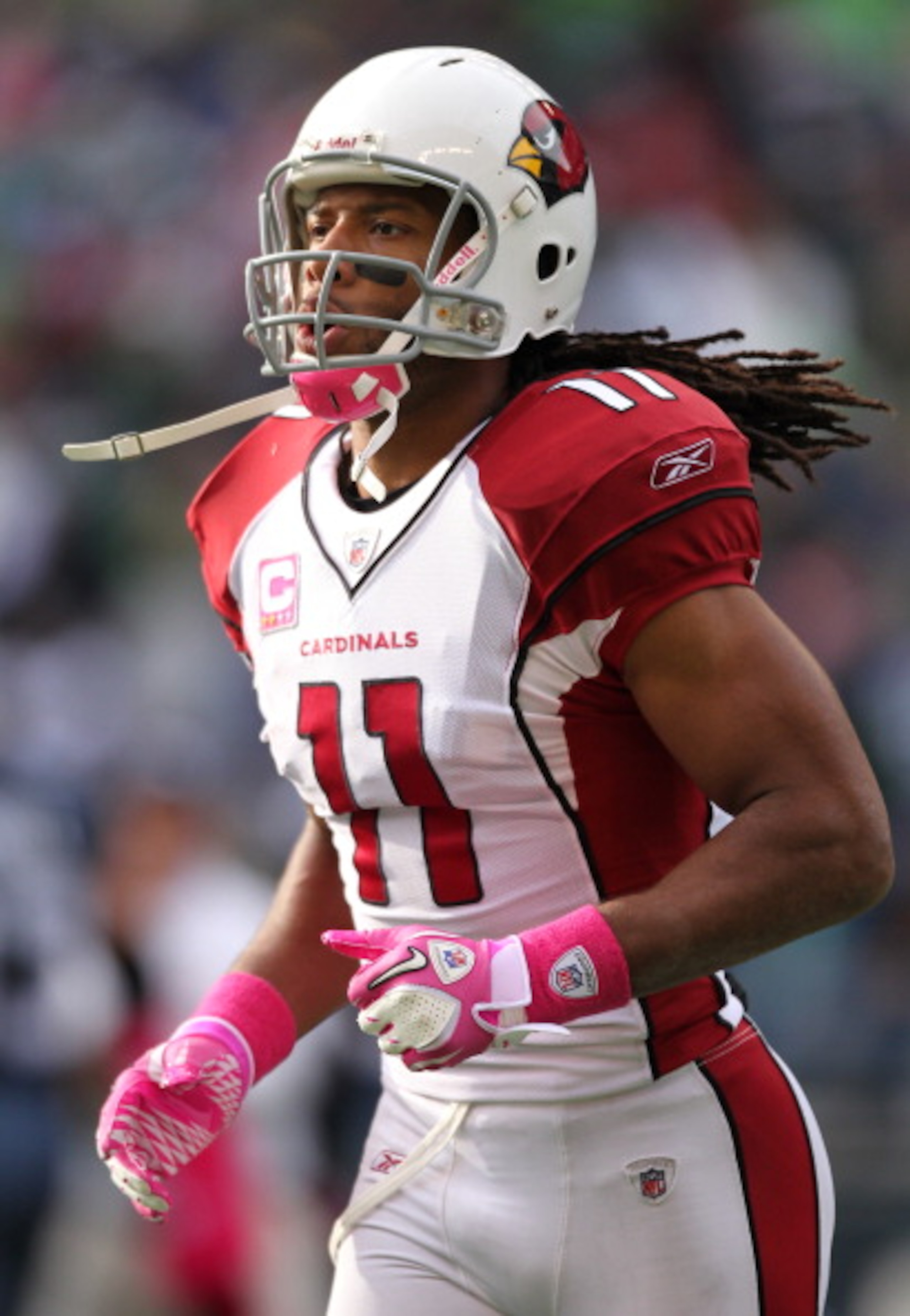 SEATTLE - OCTOBER 24:  Wide receiver Larry Fitzgerald #11 of the Arizona Cardinals looks on during the game against the Seattle Seahawks at Qwest Field on October 24, 2010 in Seattle, Washington. (Photo by Otto Greule Jr/Getty Images)