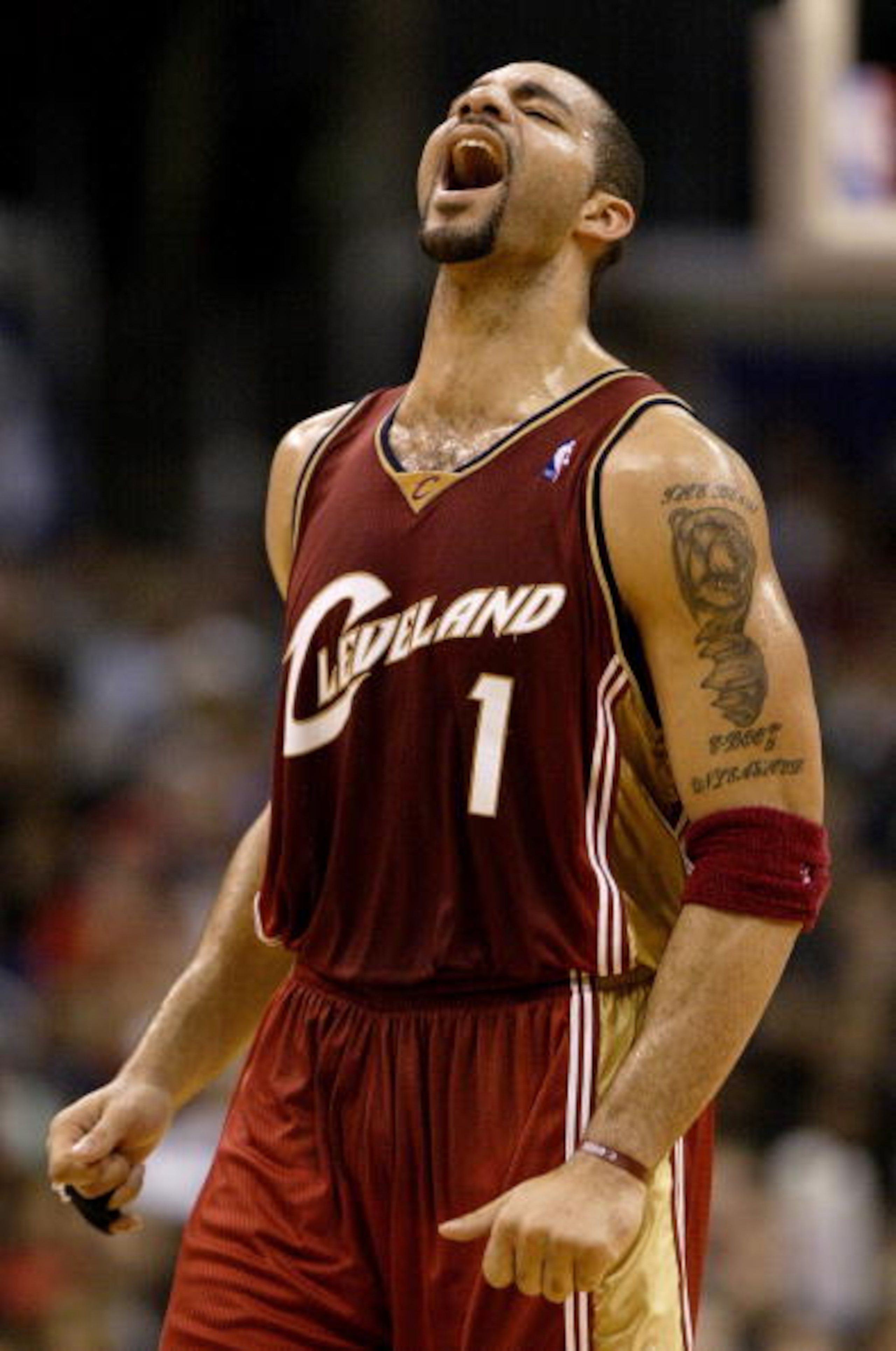 LOS ANGELES - DECEMBER 3:  Carlos Boozer #1 of the Cleveland Cavaliers reacts to a play during the game against the Los Angeles Clippers on December 3, 2003 at Staples Center in Los Angeles, California. NOTE TO USER: User expressly acknowledges and agrees