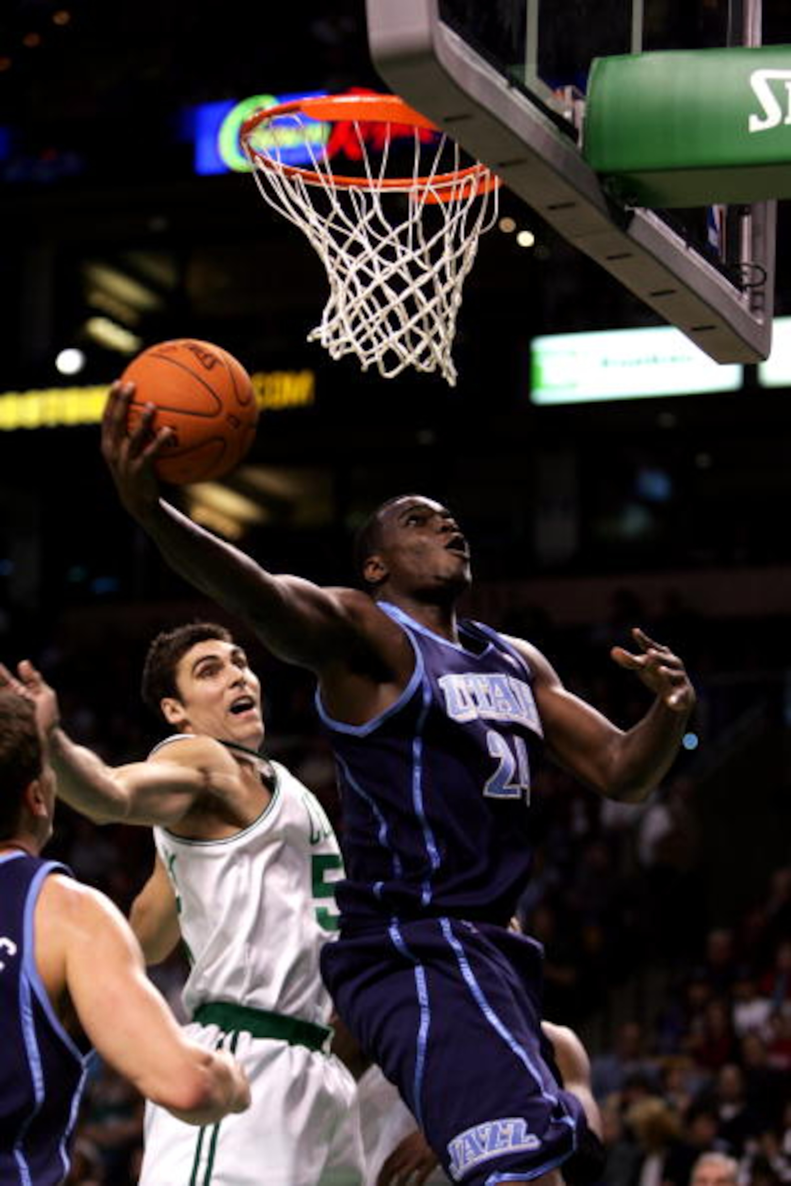 BOSTON - NOVEMBER 10:  Paul Millsap #24 of the Utah Jazz shoots against the Boston Celtics during the game on November 10, 2006 at the TD Banknorth Garden in Boston, Massachusetts. The Jazz won 107-100. NOTE TO USER: User expressly acknowledges and agrees