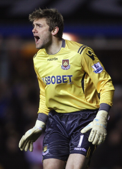 BIRMINGHAM, ENGLAND - JANUARY 26:  Robert Green of West Ham United shouts instructions during the Carling Cup Semi Final Second Leg match between Birmingham City and West Ham United at St Andrews on January 26, 2011 in Birmingham, England.  (Photo by Scot