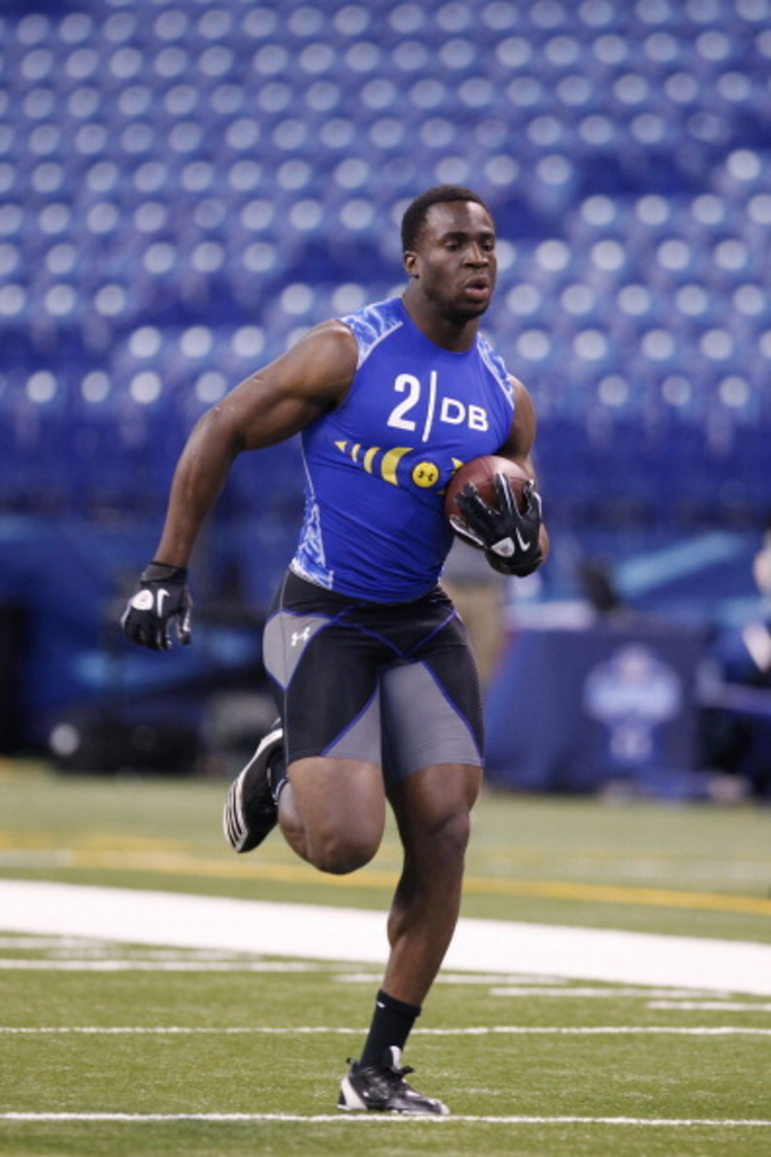 INDIANAPOLIS, IN - MARCH 1: Defensive back Prince Amukamara #2 of Nebraska runs with the football during the 2011 NFL Scouting Combine at Lucas Oil Stadium on February 28, 2011 in Indianapolis, Indiana. (Photo by Joe Robbins/Getty Images)