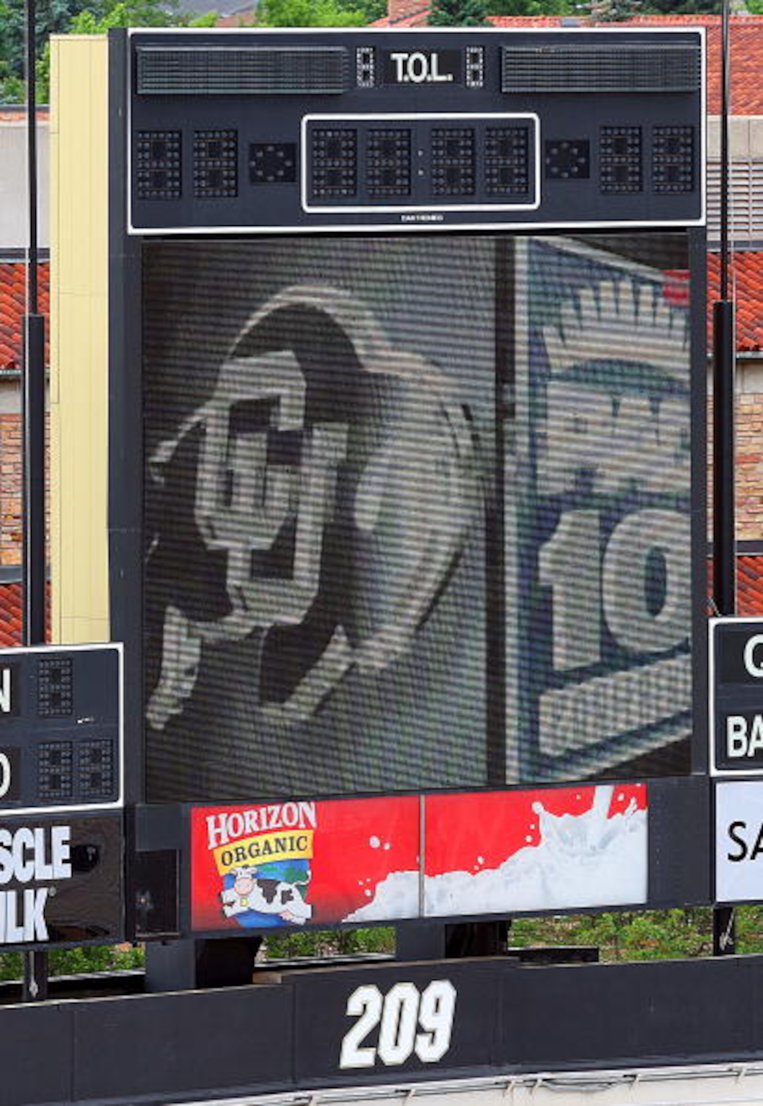 BOULDER, CO - JUNE 11: A stadium sign is visible in Folsom Stadium sporting the University of Colorado and PAC-10's logos on June 11, 2010 in Boulder, Colorado. The University of Colorado Board of Regents voted unanimously to accept an invitation to join