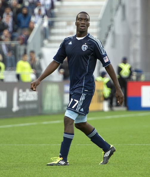 VANCOUVER, CANADA - APRIL 2: C.J. Sapong #17 of the Sporting Kansas City runs during MLS action against the Vancouver Whitecaps on April 2, 2011 at Empire Field in Vancouver, British Columbia, Canada.  (Photo by Rich Lam/Getty Images)