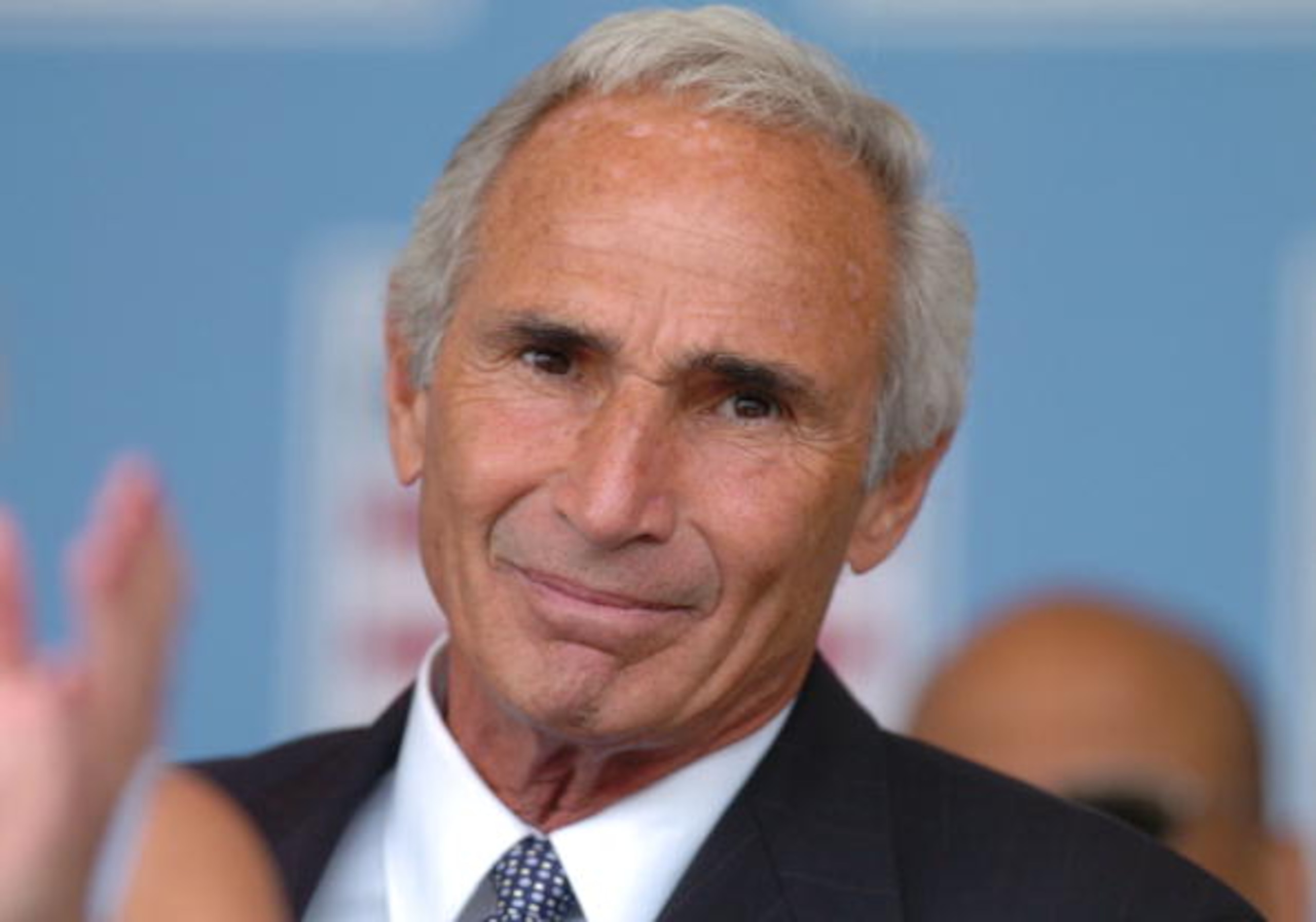 Pitcher Sandy Koufax watches 2004  Baseball Hall of Fame induction ceremonies  July 25, 2004 in Cooperstown, New York. (Photo by A. Messerschmidt/Getty Images)