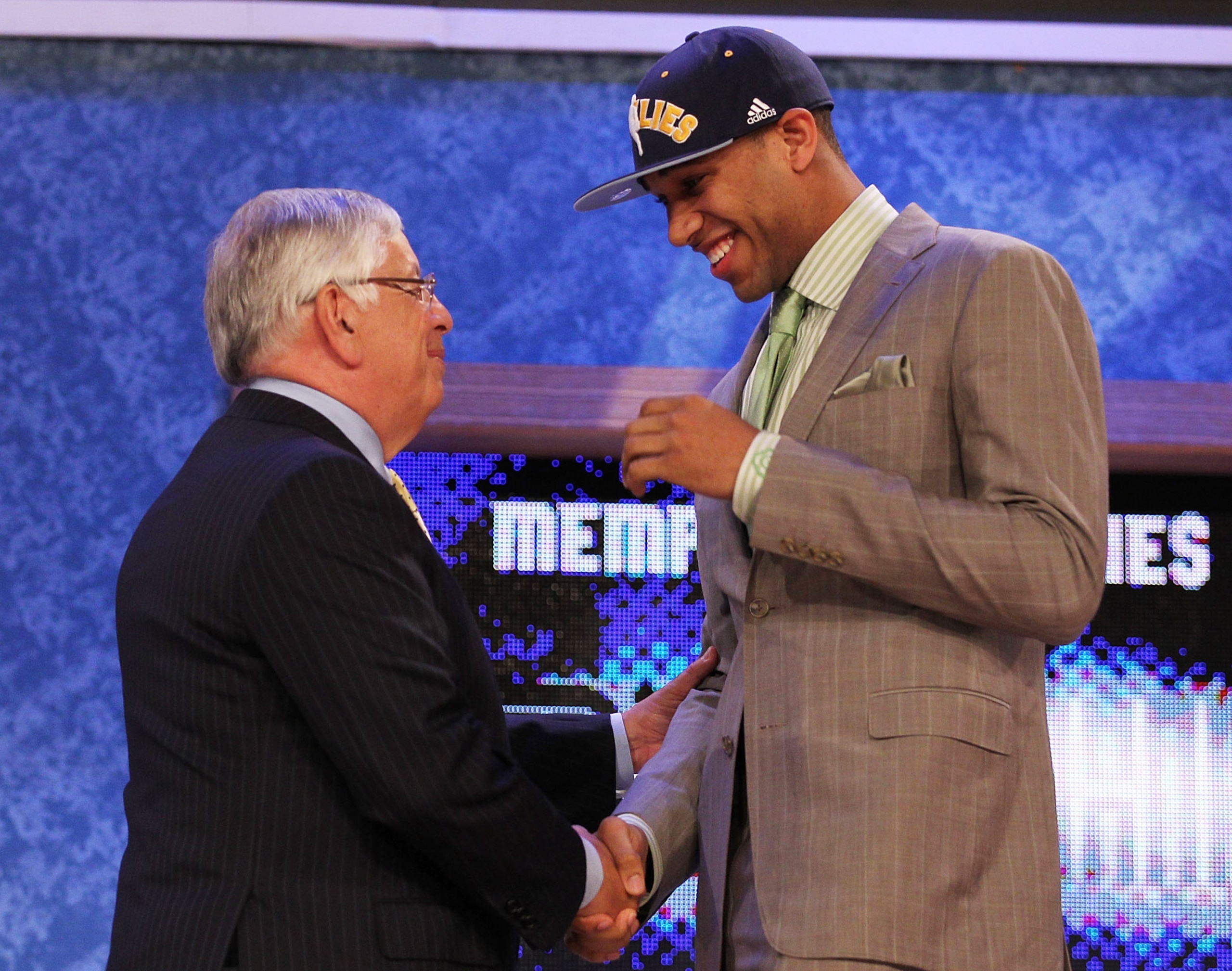 NEW YORK - JUNE 24:  Xavier Henry stands with NBA Commisioner David Stern after being drafted twelfth by  the Memphis Grizzlies at Madison Square Garden on June 24, 2010 in New York City.  NOTE TO USER: User expressly acknowledges and agrees that, by down