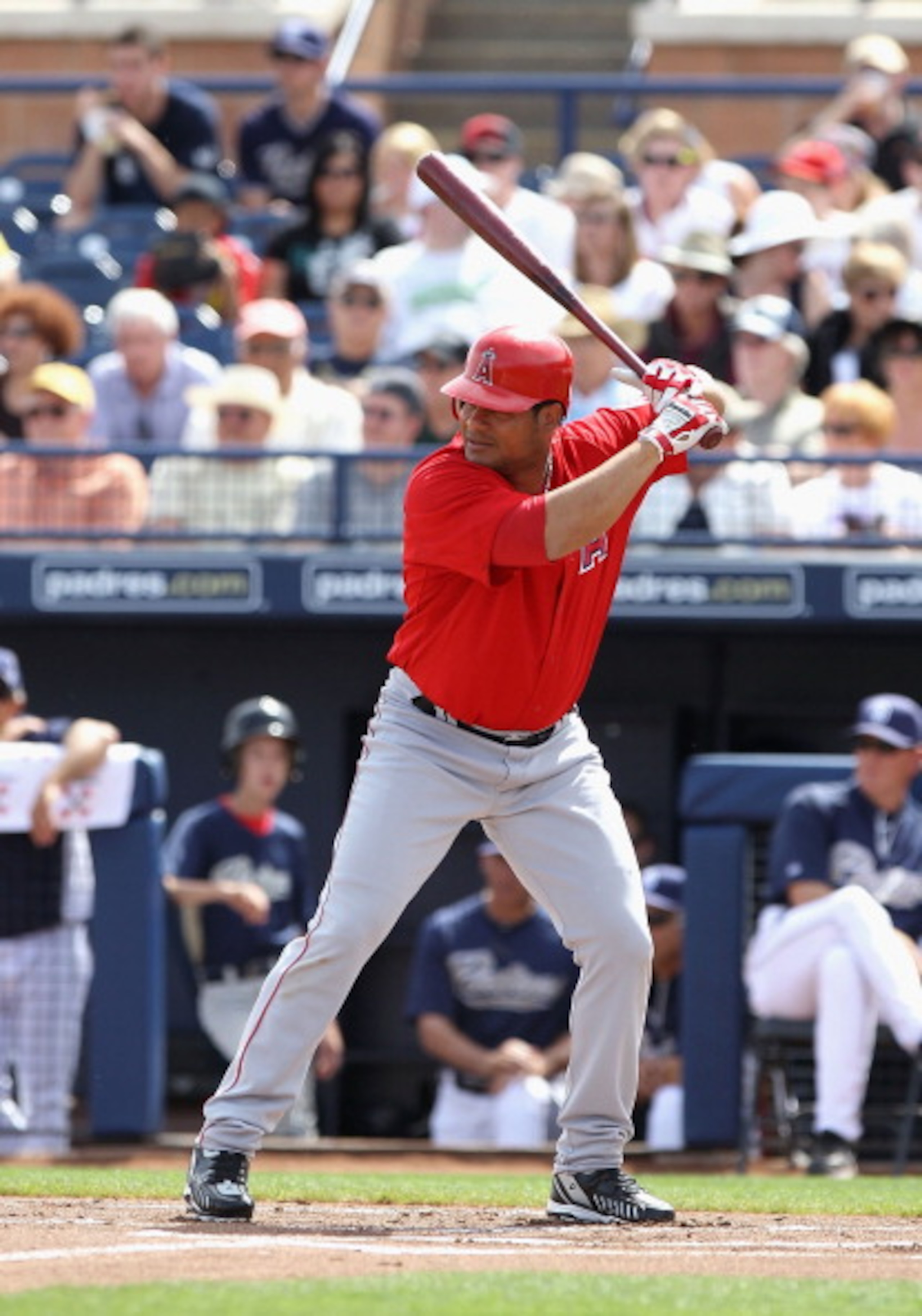 PEORIA, AZ - MARCH 15: Bobby Abreu #53 of the Los Angeles Angels of Anaheim bats against the San Diego Padres during the spring training game at Peoria Stadium on March 15, 2011 in Peoria, Arizona. (Photo by Christian Petersen/Getty Images) PEORIA, AZ - MARCH 15: Bobby Abreu #53 of the Los Angeles Angels of Anaheim bats against the San Diego Padres during the spring training game at Peoria Stadium on March 15, 2011 in Peoria, Arizona. (Photo by Christian Petersen/Getty Images)
