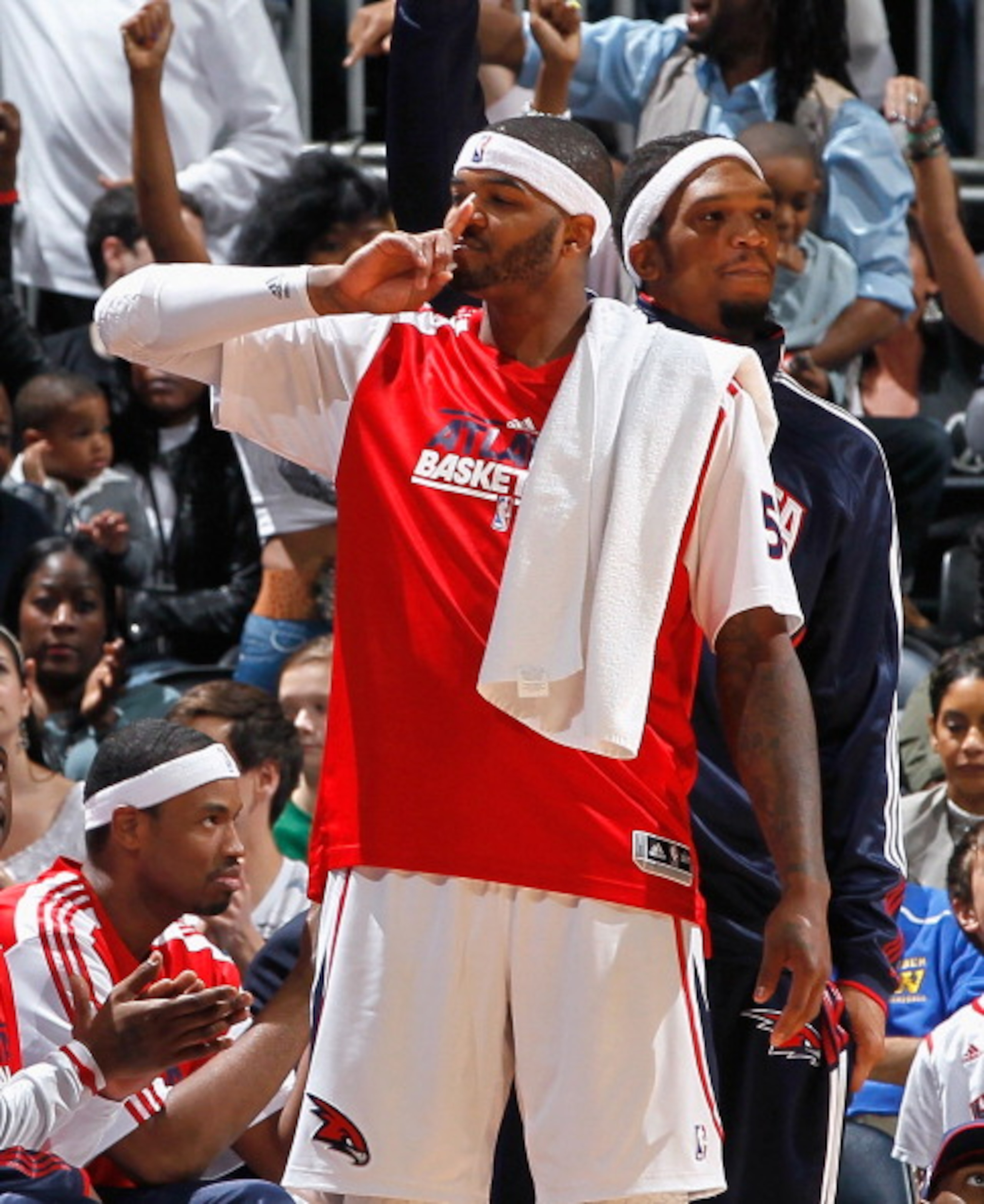 ATLANTA, GA - APRIL 01: Josh Smith #5 of the Atlanta Hawks against the Boston Celtics at Philips Arena on April 1, 2011 in Atlanta, Georgia. NOTE TO USER: User expressly acknowledges and agrees that, by downloading and/or using this Photograph, user is ATLANTA, GA - APRIL 01: Josh Smith #5 of the Atlanta Hawks against the Boston Celtics at Philips Arena on April 1, 2011 in Atlanta, Georgia. NOTE TO USER: User expressly acknowledges and agrees that, by downloading and/or using this Photograph, user is