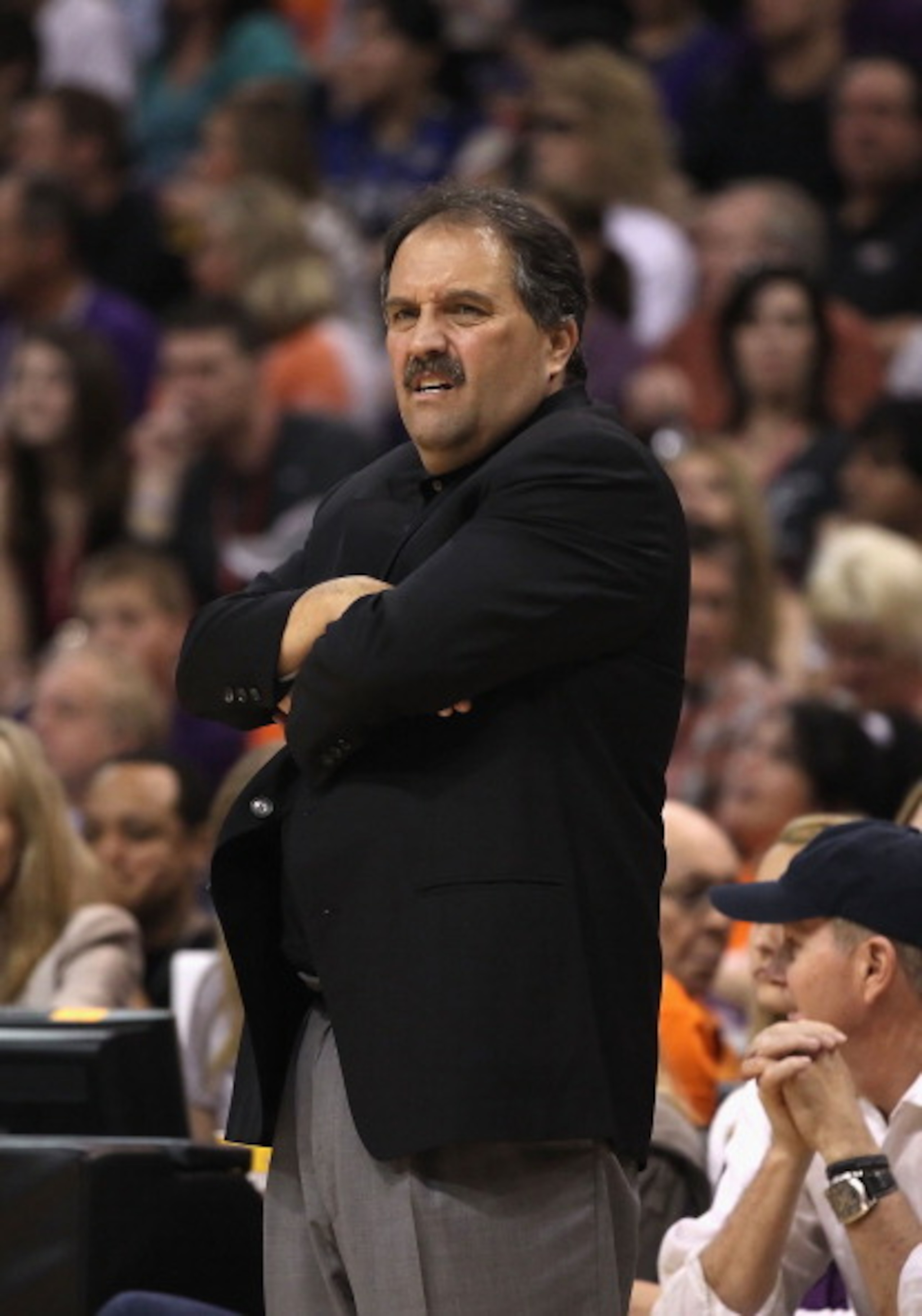 PHOENIX, AZ - MARCH 13: Head coach Stan Van Gundy of the Orlando Magic reacts during the NBA game against the Phoenix Suns at US Airways Center on March 13, 2011 in Phoenix, Arizona. The Magic defeated the Suns 111-88. NOTE TO USER: User expressly ackn PHOENIX, AZ - MARCH 13: Head coach Stan Van Gundy of the Orlando Magic reacts during the NBA game against the Phoenix Suns at US Airways Center on March 13, 2011 in Phoenix, Arizona. The Magic defeated the Suns 111-88. NOTE TO USER: User expressly ackn