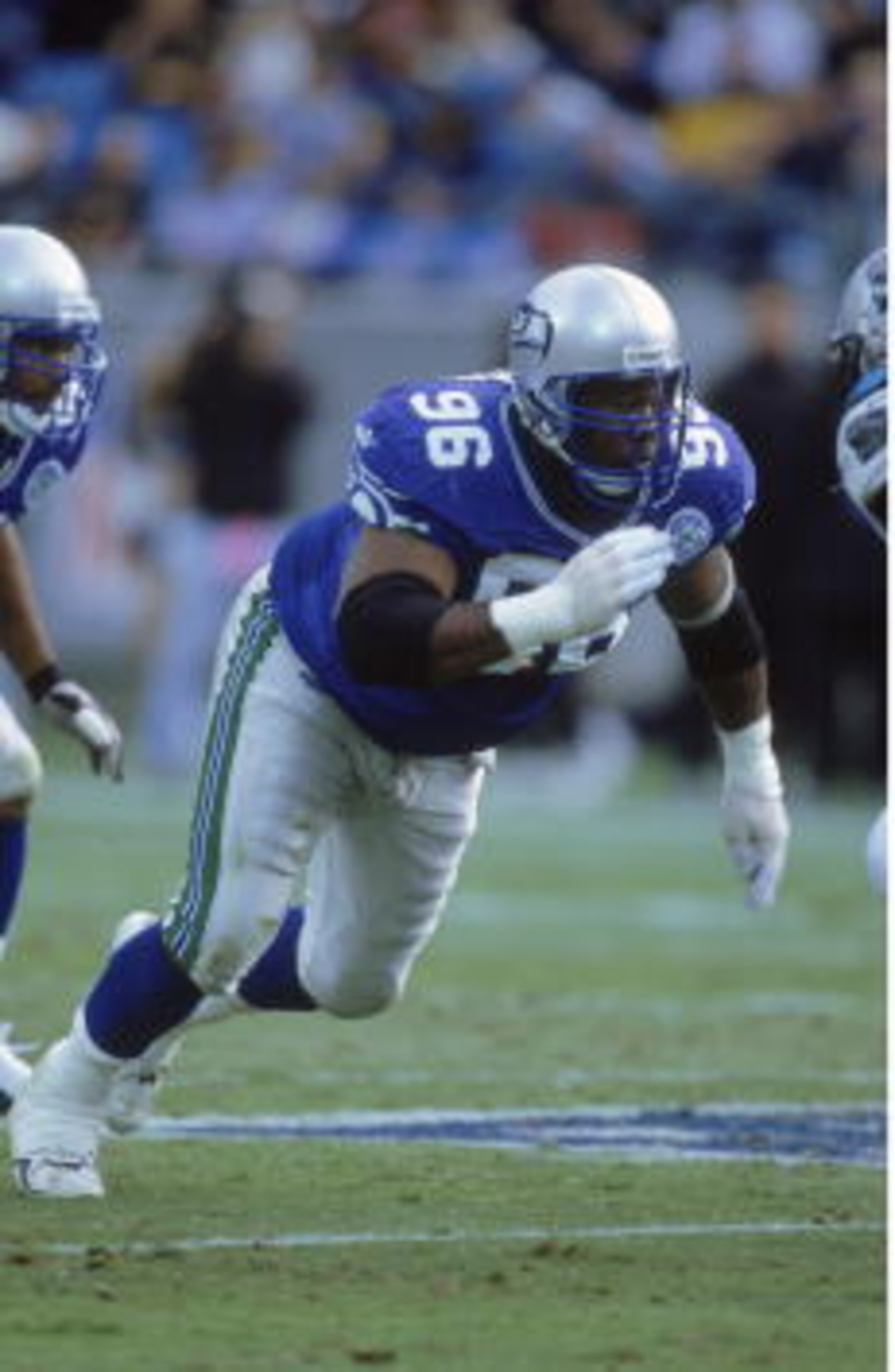 8 Oct 2000:  Cortez Kennedy #96 of the Seattle Seahawks gets ready to block during the game against the Carolina Panthers at the Ericsson Stadium in Charlotte, North Carolina.  The Panthers defeated the Seahawks 23-3.Mandatory Credit: Scott Halleran  /All