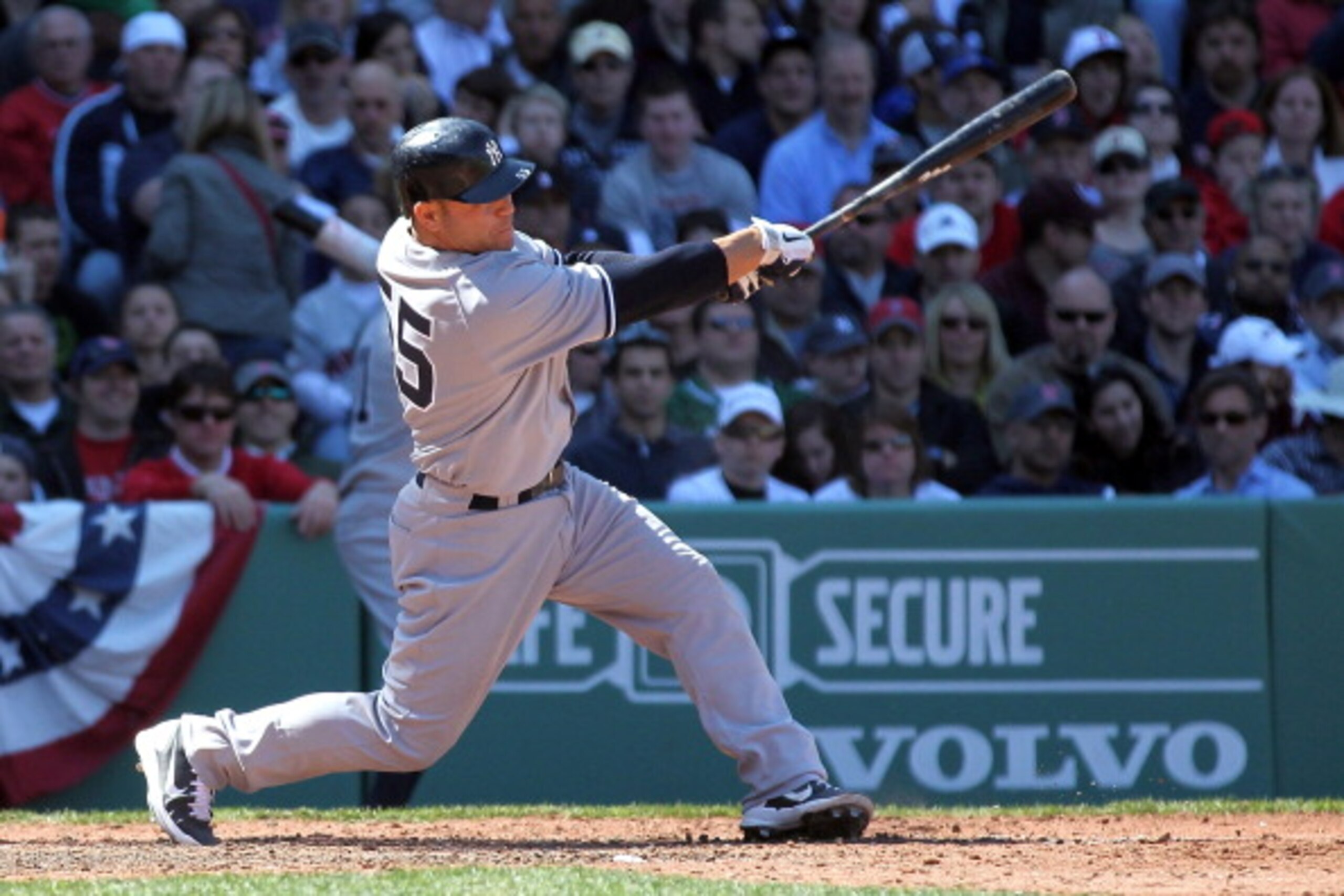 BOSTON, MA - APRIL 9: Russell Martin #55 of the New York Yankees connects for a three-run home run against the Boston Red Sox in the first inning at Fenway Park April 9, 2011 in Boston, Massachusetts. (Photo by Jim Rogash/Getty Images) BOSTON, MA - APRIL 9: Russell Martin #55 of the New York Yankees connects for a three-run home run against the Boston Red Sox in the first inning at Fenway Park April 9, 2011 in Boston, Massachusetts. (Photo by Jim Rogash/Getty Images)