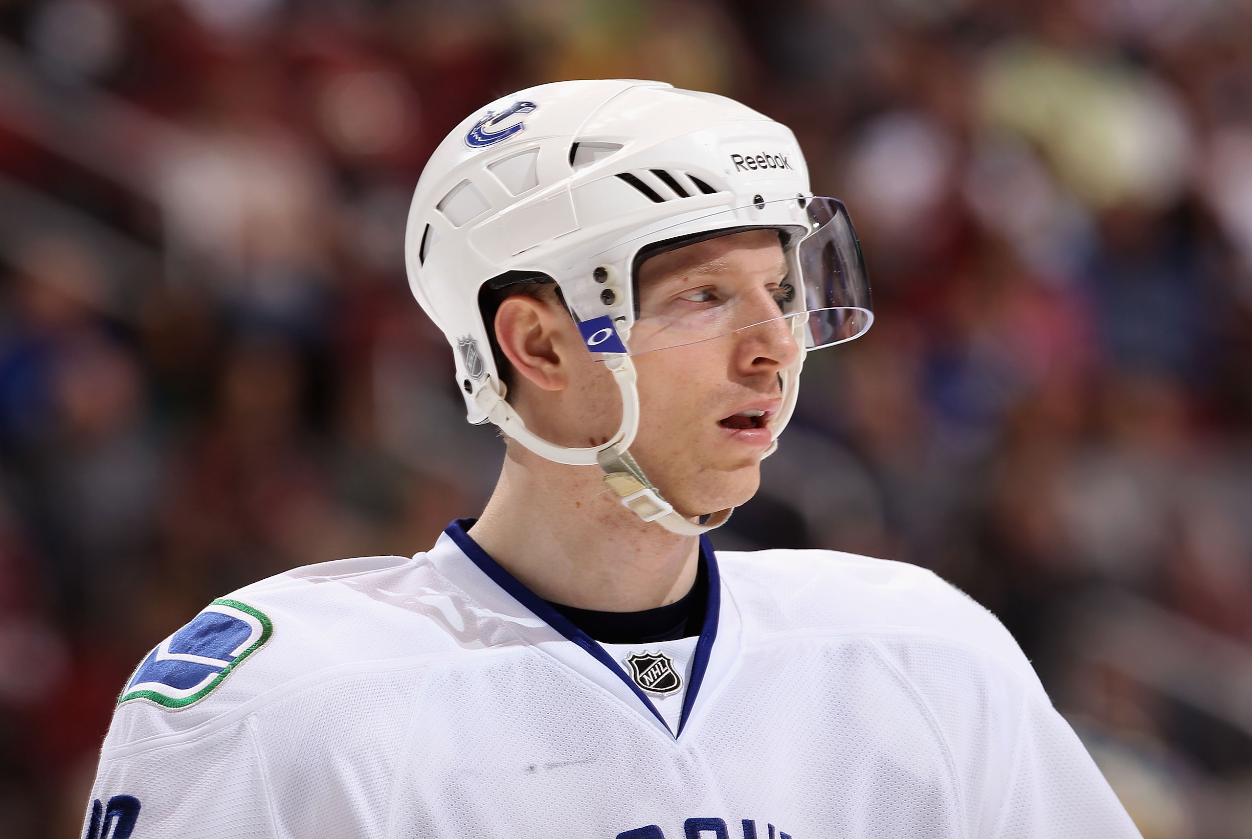 GLENDALE, AZ - MARCH 08:  Jannik Hansen #36 of the Vancouver Canucks during the NHL game against the Phoenix Coyotes at Jobing.com Arena on March 8, 2011 in Glendale, Arizona. The Canucks defeated the Coyotes 4-3 in overtime.  (Photo by Christian Petersen
