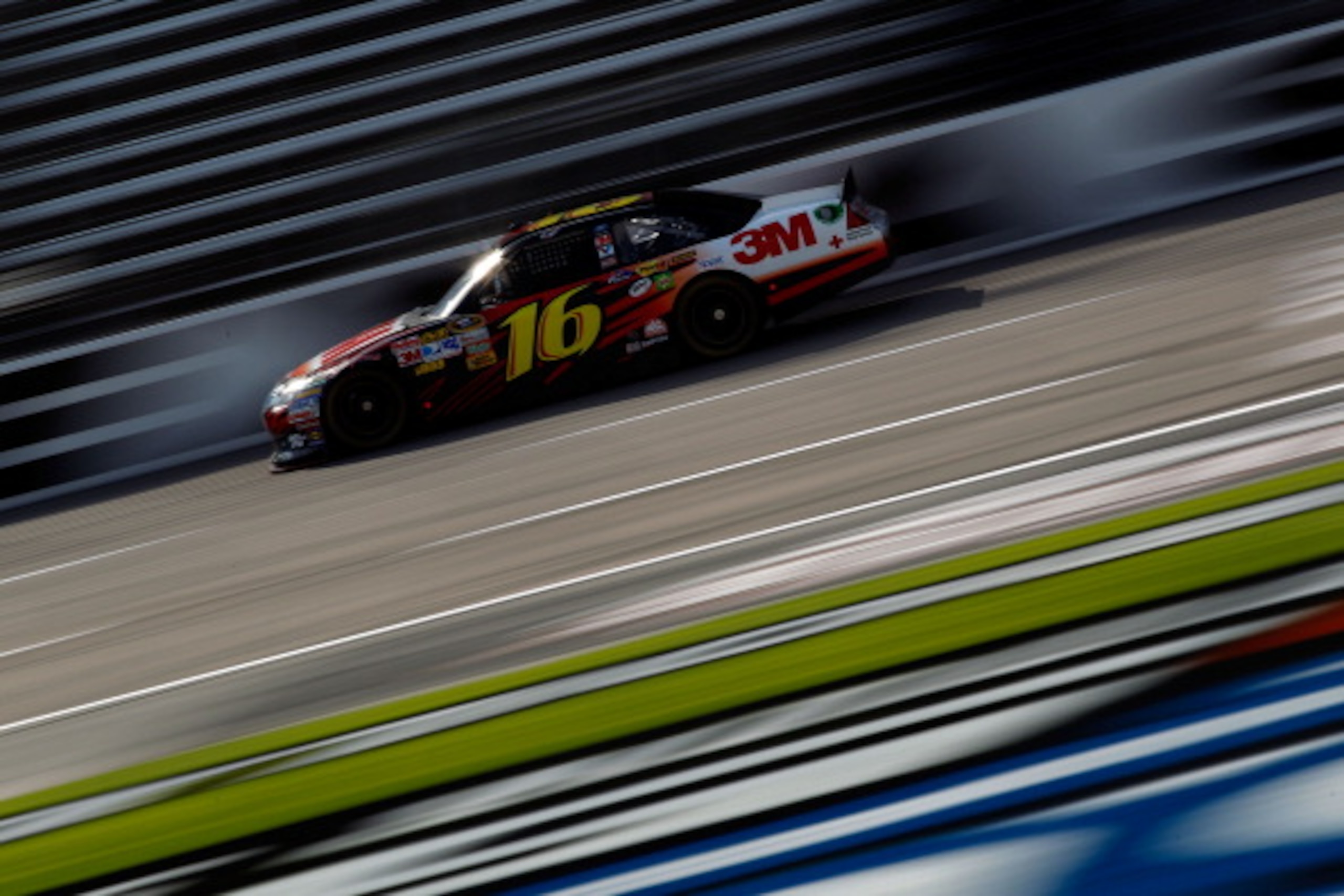 FORT WORTH, TX - APRIL 07:  Greg Biffle, driver of the #16 3M Ford, practices for the NASCAR Sprint Cup Series Samsung Mobile 500 at Texas Motor Speedway on April 7, 2011 in Fort Worth, Texas.  (Photo by Chris Graythen/Getty Images)
