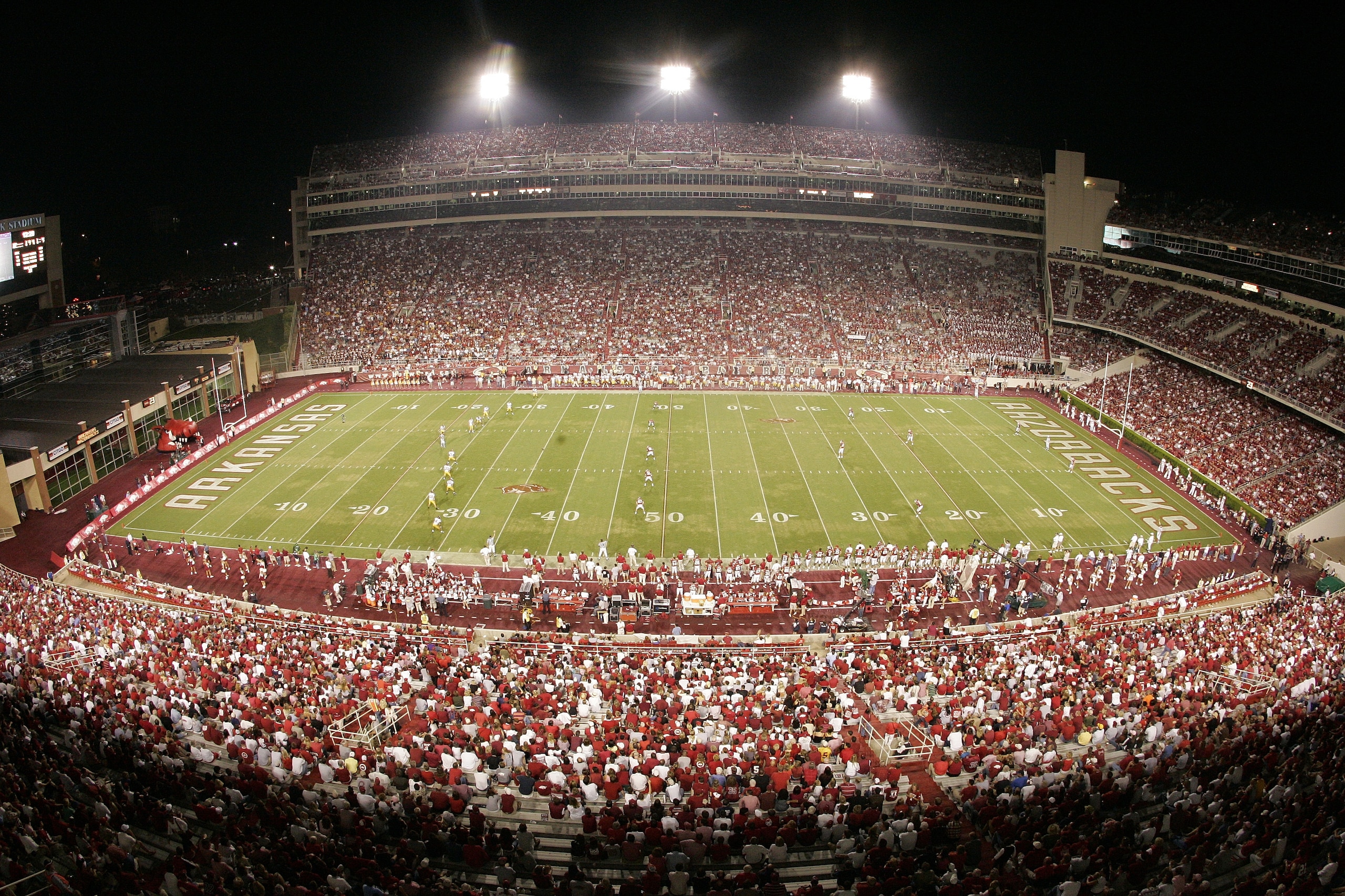 FAYETTEVILLE, AR - SEPTEMBER 2:  General view during the game between the University of Southern California Trojans and the Arkansas Razorbacks on September 2, 2006 at Donald W. Reynolds Razorback Stadium in Fayetteville, Arkansas.  Southern California wo