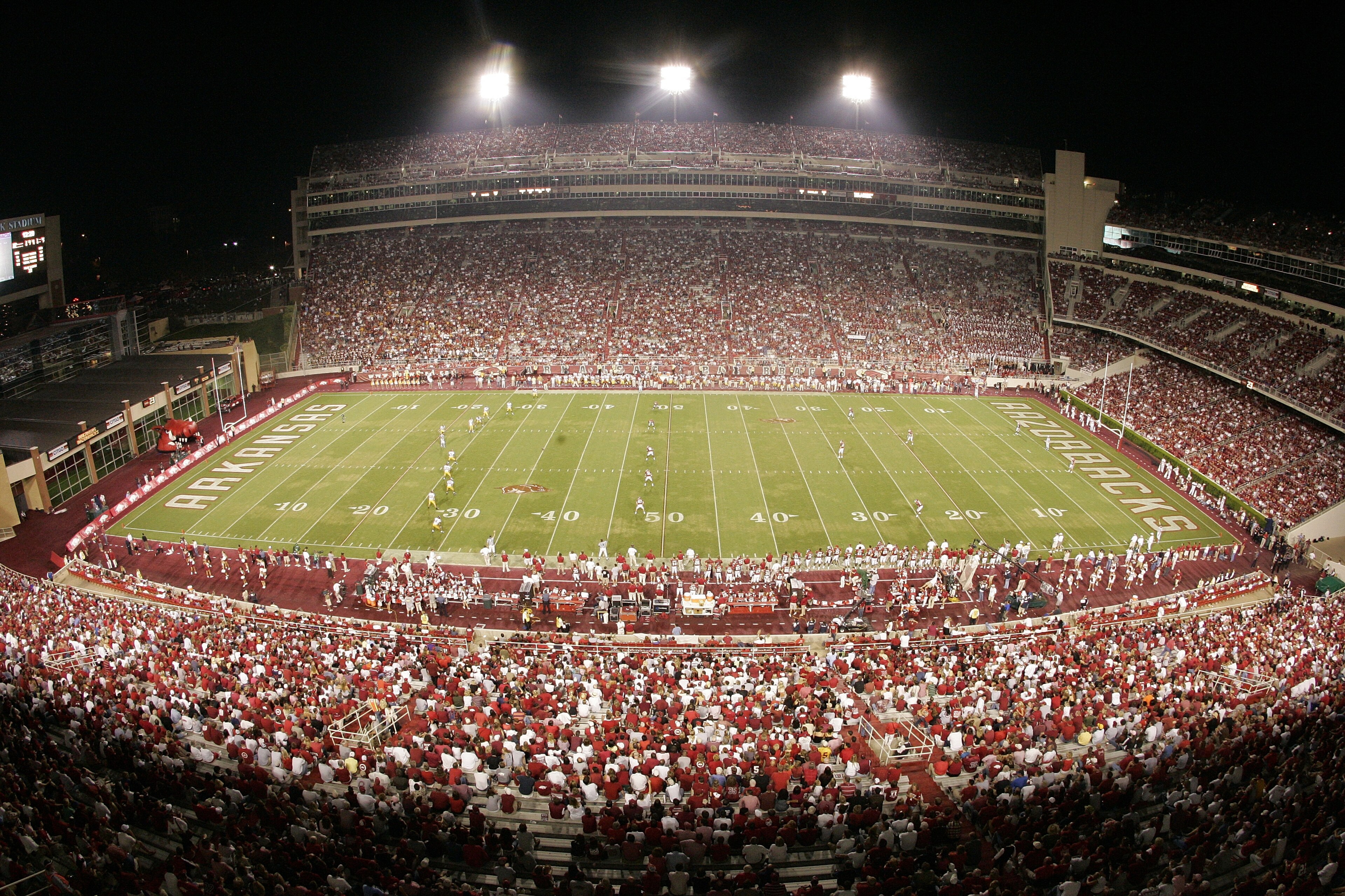 FAYETTEVILLE, AR - SEPTEMBER 2:  General view during the game between the University of Southern California Trojans and the Arkansas Razorbacks on September 2, 2006 at Donald W. Reynolds Razorback Stadium in Fayetteville, Arkansas.  Southern California wo
