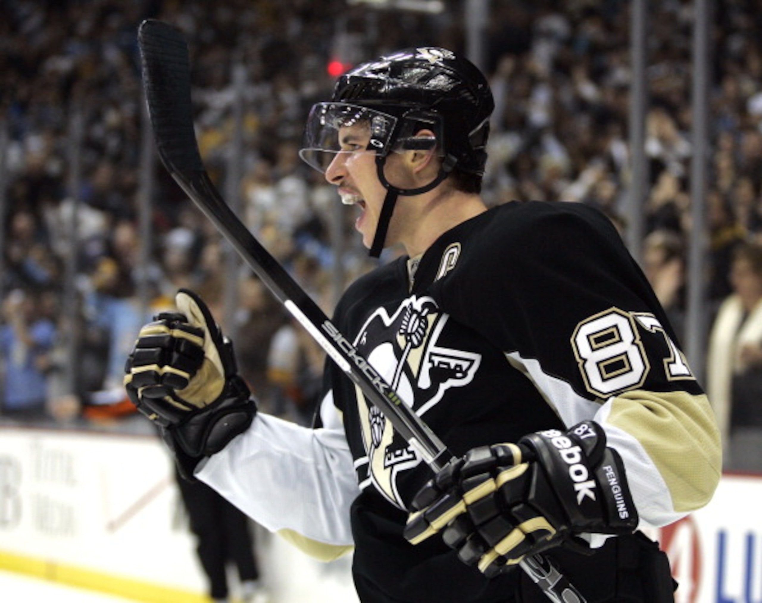 PITTSBURGH, PA - DECEMBER 22: Sidney Crosby #87 of the Pittsburgh Penguins celebrates his first period goal against the Florida Panthers at Consol Energy Center on December 22, 2010 in Pittsburgh, Pennsylvania. (Photo by Justin K. Aller/Getty Images) PITTSBURGH, PA - DECEMBER 22: Sidney Crosby #87 of the Pittsburgh Penguins celebrates his first period goal against the Florida Panthers at Consol Energy Center on December 22, 2010 in Pittsburgh, Pennsylvania. (Photo by Justin K. Aller/Getty Images)
