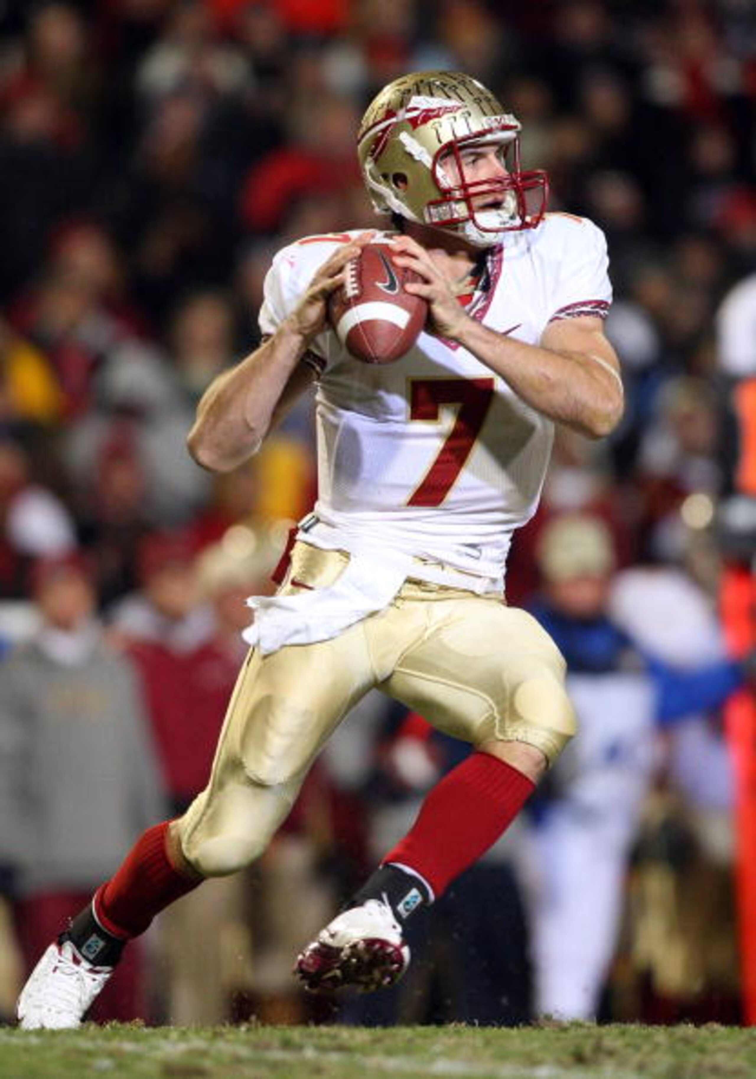 COLLEGE PARK, MD - NOVEMBER 22: Christian Ponder #7 of the Florida State Seminoles throws a pass against the Maryland Terrapins on November 22, 2008 at Byrd Stadium in College Park, Maryland. (Photo by Jim McIsaac/Getty Images) COLLEGE PARK, MD - NOVEMBER 22: Christian Ponder #7 of the Florida State Seminoles throws a pass against the Maryland Terrapins on November 22, 2008 at Byrd Stadium in College Park, Maryland. (Photo by Jim McIsaac/Getty Images)