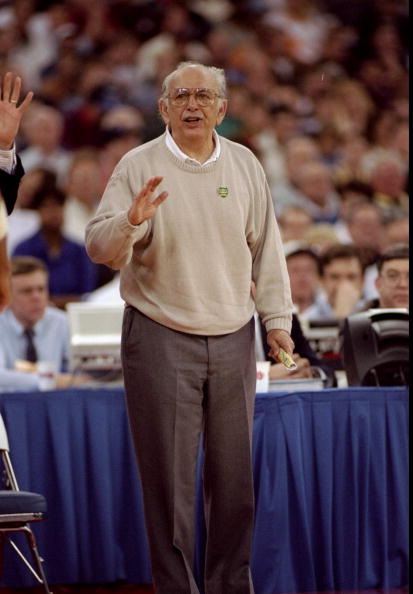 14 Mar 1996: Coach Pete Carril of the Princeton Tigers looks on during a game against the UCLA Bruins at the RCA Dome in Indianapolis, Indiana. Princeton won the game, 43-41.