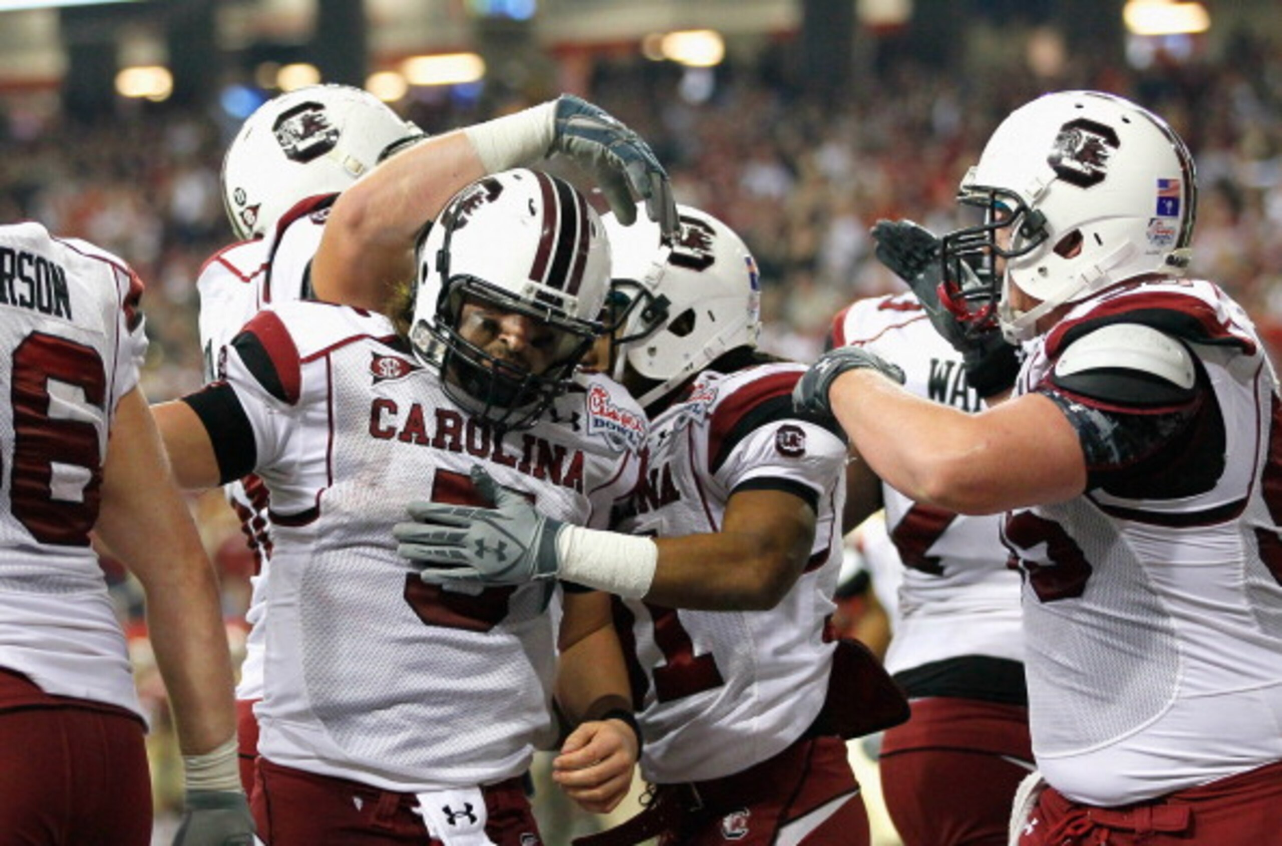 ATLANTA, GA - DECEMBER 31:  Stephen Garcia #5 of the South Carolina Gamecocks against the Florida State Seminoles during the 2010 Chick-fil-A Bowl at Georgia Dome on December 31, 2010 in Atlanta, Georgia.  (Photo by Kevin C. Cox/Getty Images)