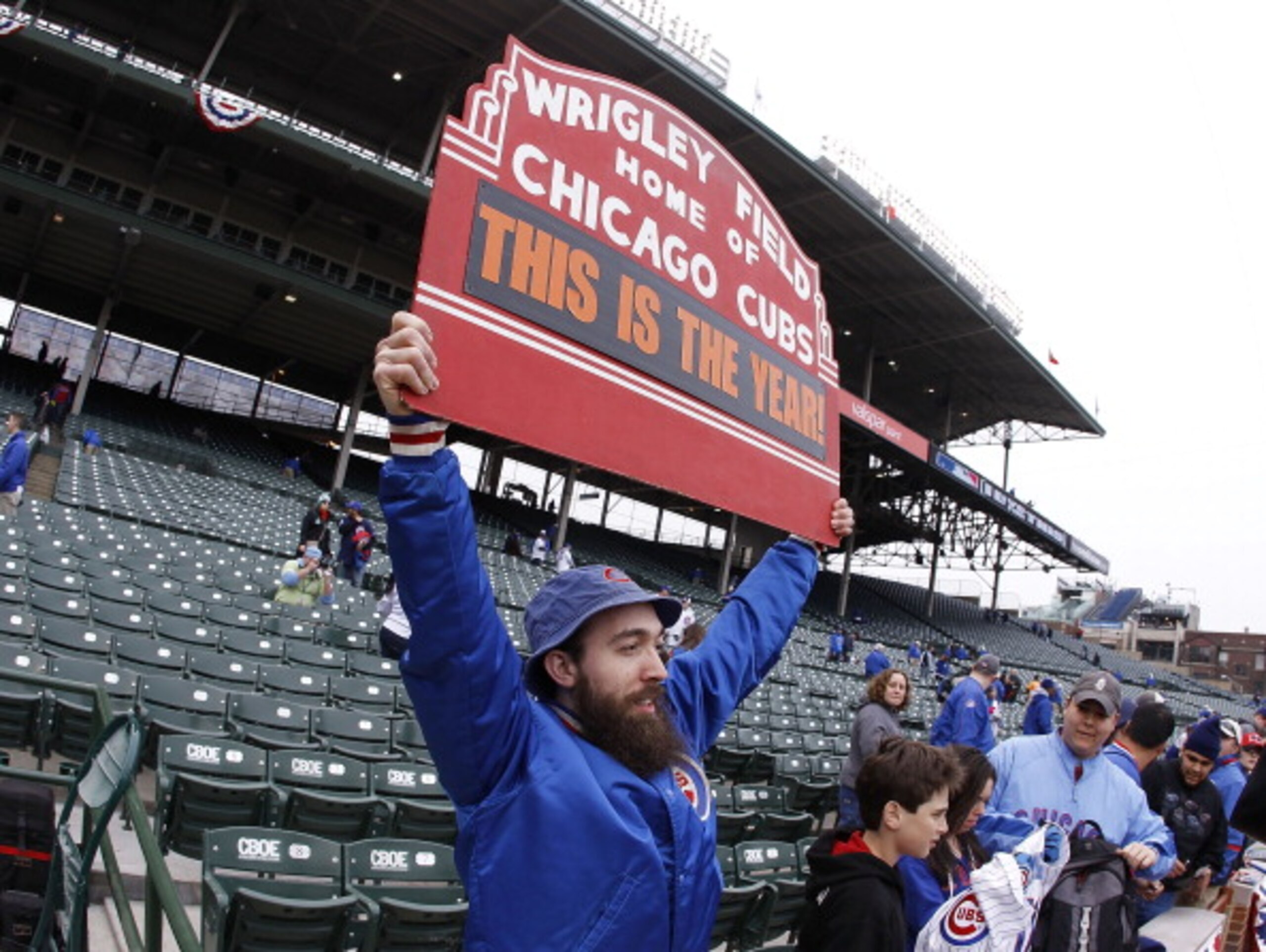 CHICAGO, IL - APRIL 01:  A fan showes his support after entering the stadium prior to the Chicago Cubs playing the Pittsburgh Pirates on opening day at Wrigley Field on April 1, 2011 in Chicago, Illinois.  (Photo by Gregory Shamus/Getty Images)