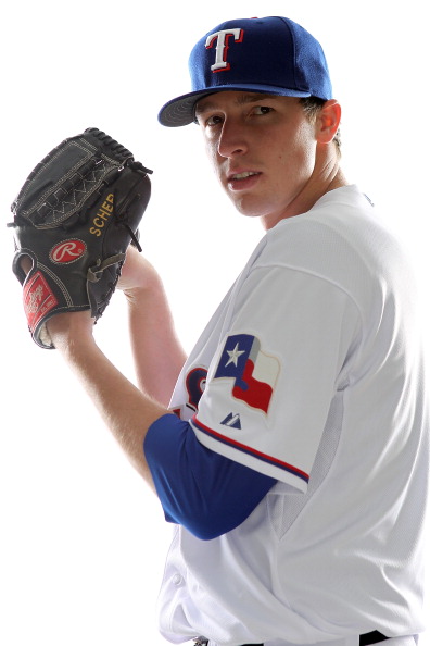 SURPRISE, AZ - FEBRUARY 25:  Tanner Scheppers #52 of the Texas Rangers poses for a portrait during Spring Training Media Day on February 25, 2011 at Surprise Stadium in Surprise, Arizona.  (Photo by Jonathan Ferrey/Getty Images)