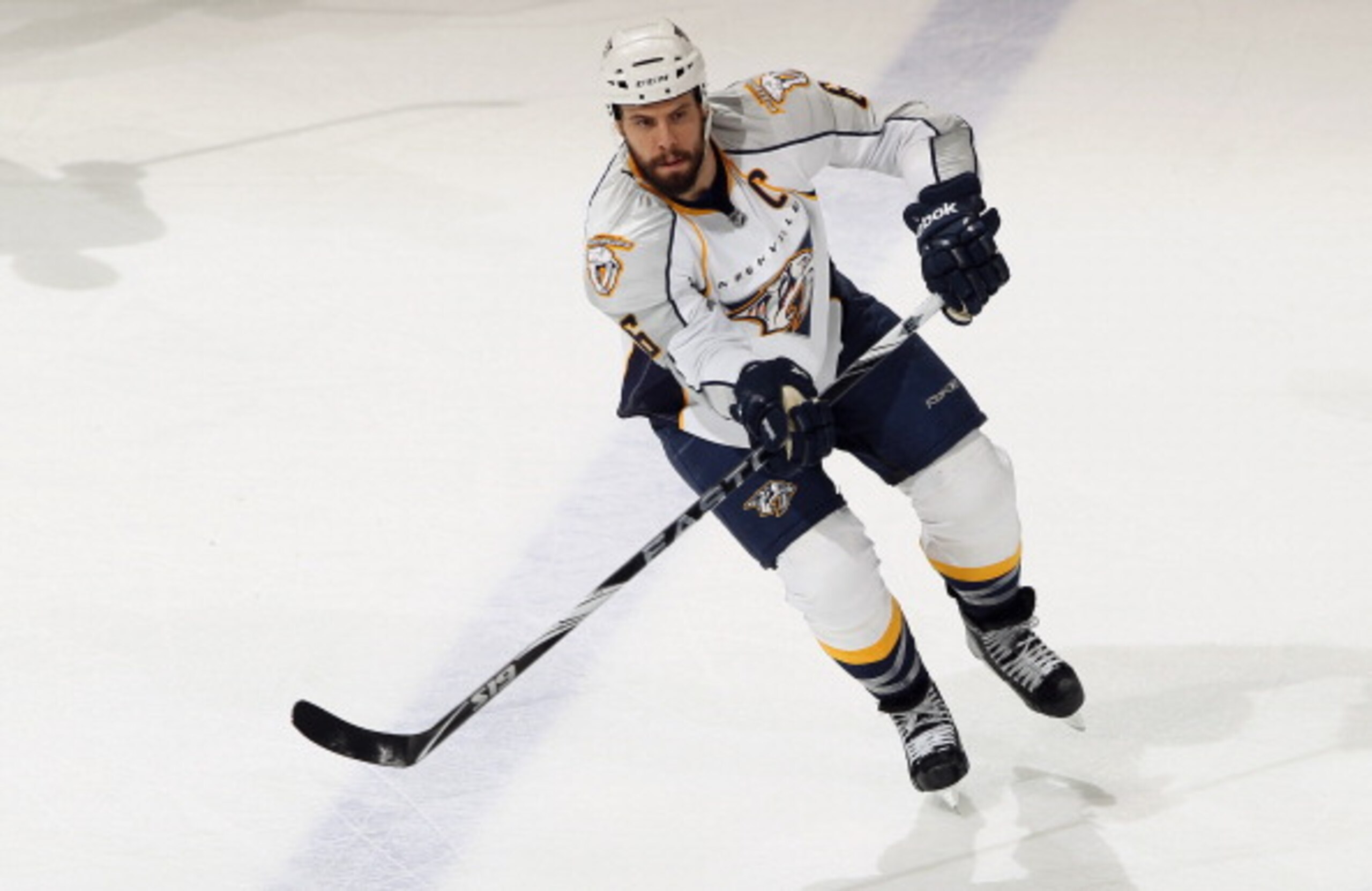 DENVER, CO - MARCH 31:  Shea Weber #6 of the Nashville Predators skates against the Colorado Avalanche at the Pepsi Center on March 31, 2011 in Denver, Colorado. The Nashville Predators defeated the Colorado Avalanche 3-2.  (Photo by Doug Pensinger/Getty