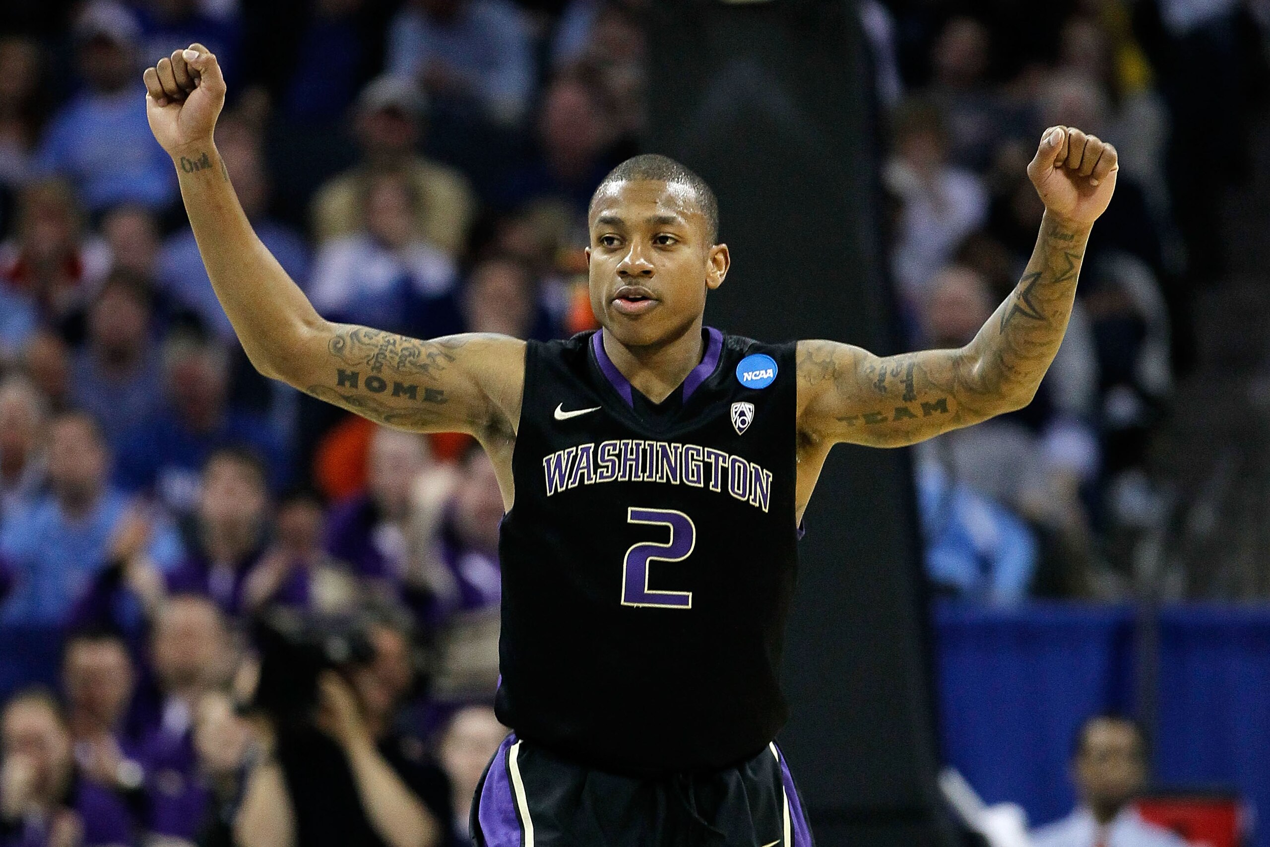 CHARLOTTE, NC - MARCH 20: Isaiah Thomas #2 of the Washington Huskies reacts while taking on the North Carolina Tar Heels during the third round of the 2011 NCAA men's basketball tournament at Time Warner Cable Arena on March 20, 2011 in Charlotte, North CHARLOTTE, NC - MARCH 20: Isaiah Thomas #2 of the Washington Huskies reacts while taking on the North Carolina Tar Heels during the third round of the 2011 NCAA men's basketball tournament at Time Warner Cable Arena on March 20, 2011 in Charlotte, North
