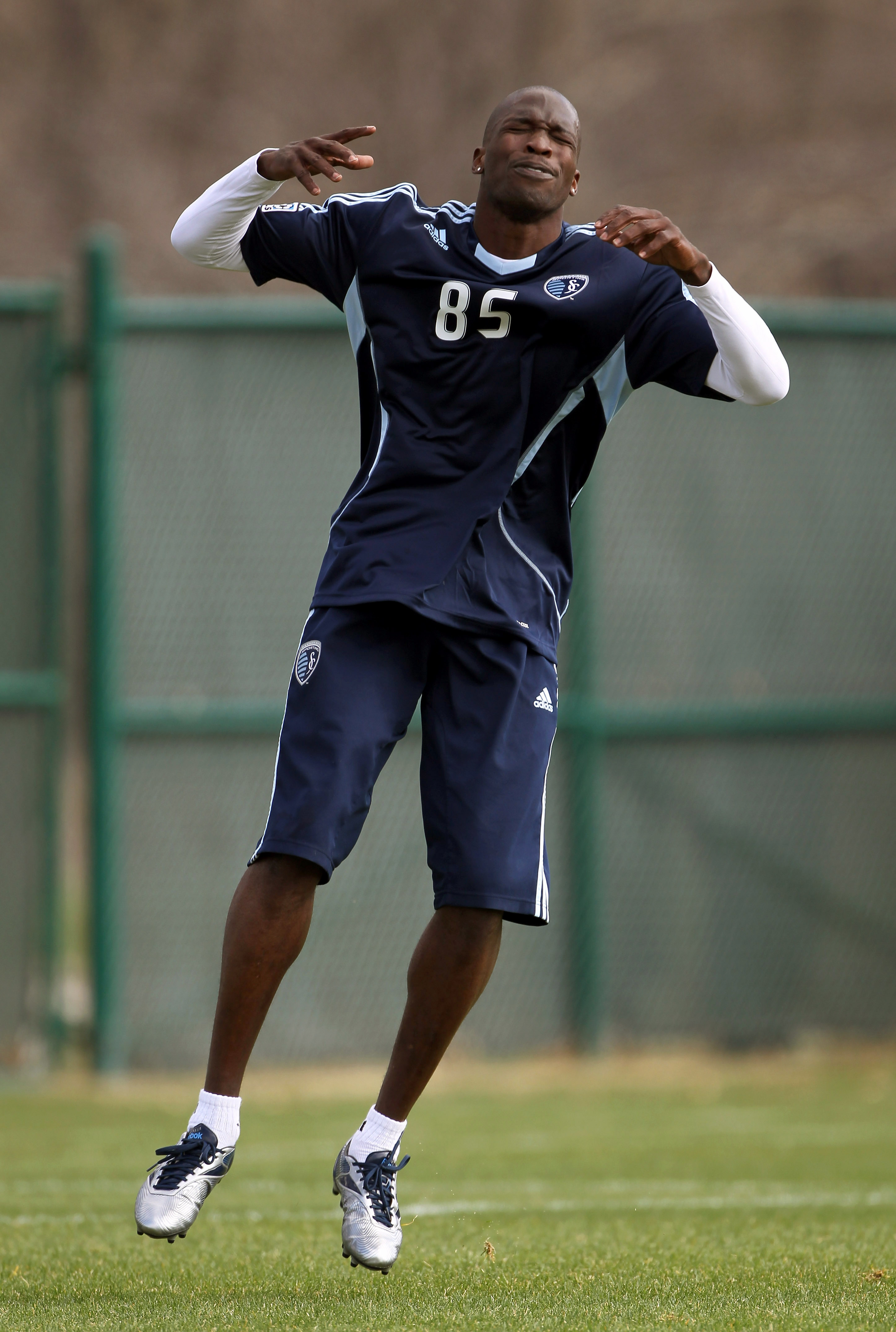 KANSAS CITY, MO - MARCH 23:  Chad Ochocinco reacts during his tryout with Sporting Kansas City on March 23, 2011 in Kansas City, Missouri.  (Photo by Jamie Squire/Getty Images)