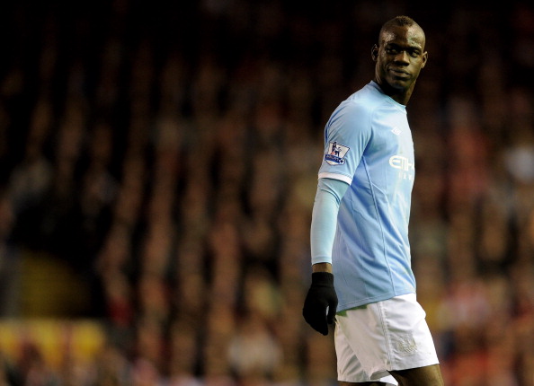 LIVERPOOL, ENGLAND - APRIL 11:  Mario Balotelli of Manchester City looks on during the Barclays Premier League match between Liverpool and Manchester City at Anfield on April 11, 2011 in Liverpool, England. (Photo by Michael Regan/Getty Images)