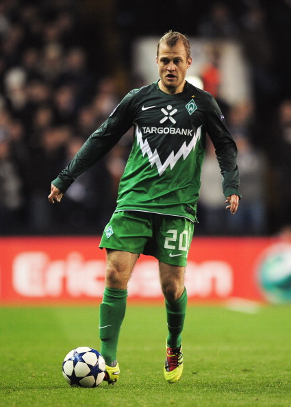 LONDON, ENGLAND - NOVEMBER 24: Daniel Jensen of Werder Bremen in action during the UEFA Champions League Group A match between Tottenham Hotspur and SV Werder Bremen at White Hart Lane on November 24, 2010 in London, England.  (Photo by Shaun Botterill/Ge