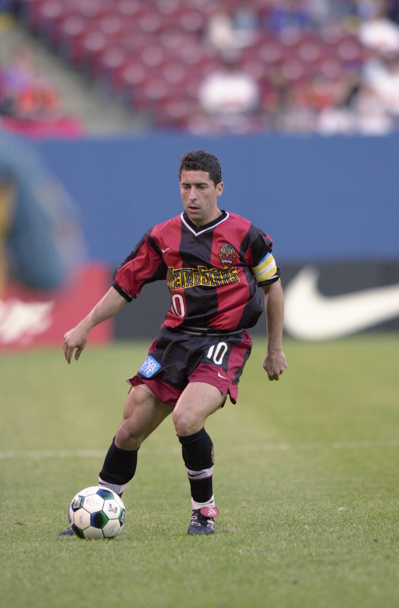 12 May 2001:  Tab Ramos #10 of the New York / New Jersey MetroStars dribbles down field against the Los Angeles Galaxy during the match at Giants Stadium in East Rutherford, New Jersey.  The MetroStars won 2-0  over the Galaxy. DIGITAL IMAGE Mandatory Cre