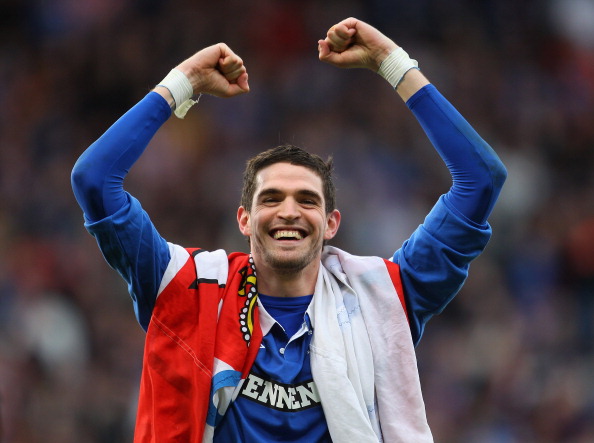 GLASGOW, SCOTLAND - MARCH 20:  Kyle lafferty of Rangers celebrates winning over Celtic during the Co-operative Insurance Cup final between at Hampden Park on March 20, 2011 in Glasgow, Scotland.  (Photo by Julian Finney/Getty Images)