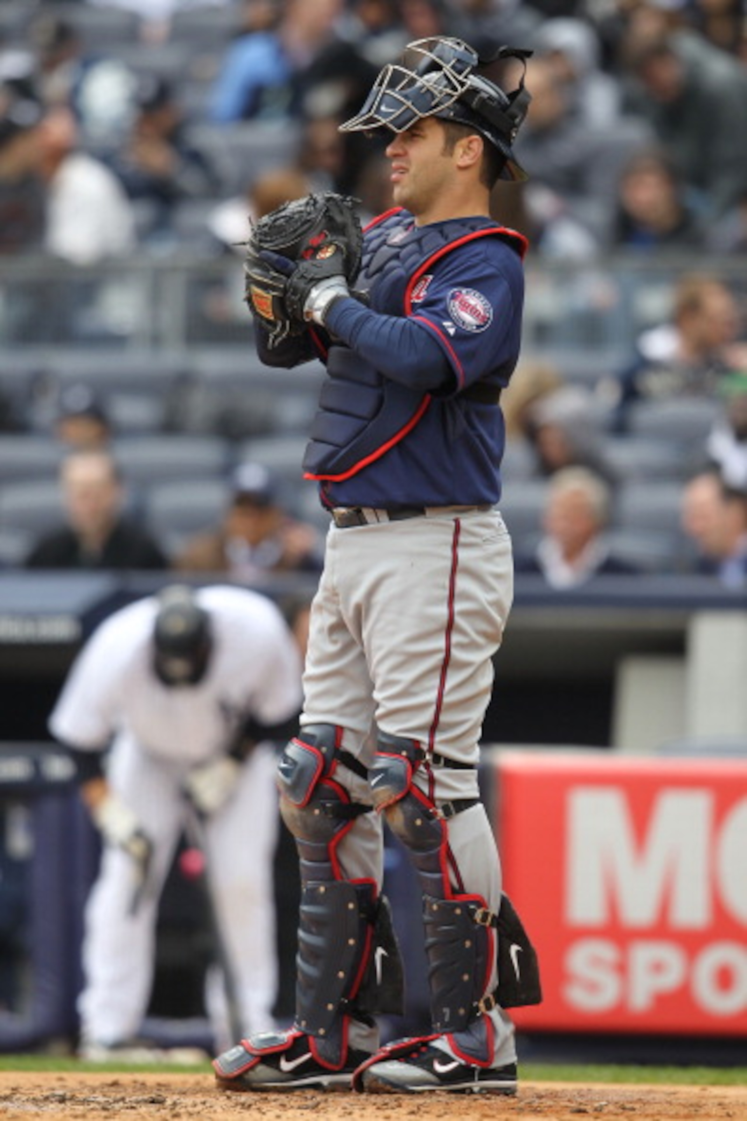 NEW YORK, NY - APRIL 07: Joe Mauer #7 of the Minnesota Twins against New York Yankees at Yankee Stadium on April 7, 2011 in the Bronx borough of New York City. (Photo by Nick Laham/Getty Images) NEW YORK, NY - APRIL 07: Joe Mauer #7 of the Minnesota Twins against New York Yankees at Yankee Stadium on April 7, 2011 in the Bronx borough of New York City. (Photo by Nick Laham/Getty Images)