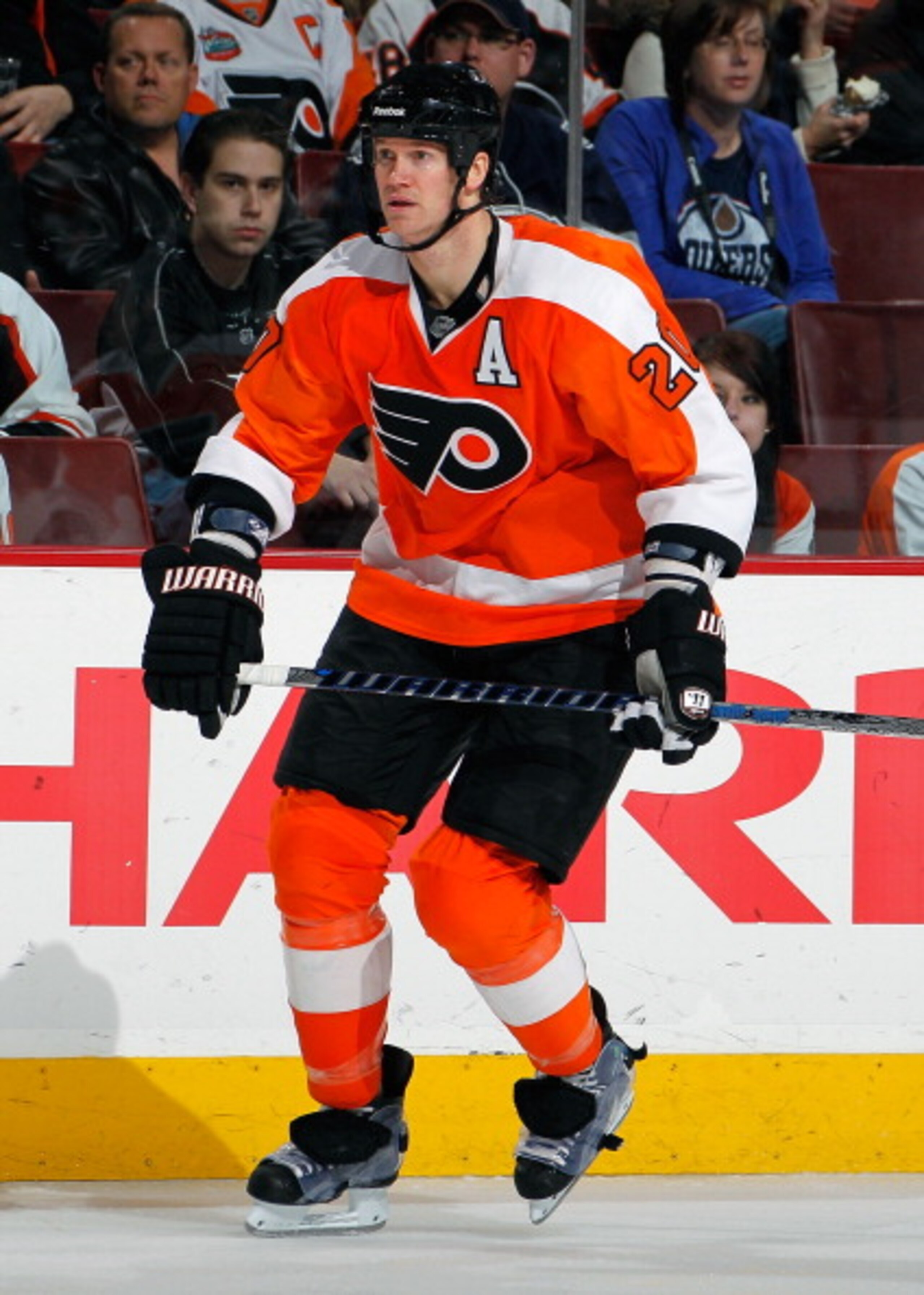 PHILADELPHIA, PA - MARCH 08:  Chris Pronger #6 of the Philadelphia Flyers skates during an NHL hockey game against the Edmonton Oilers at the Wells Fargo Center on March 8, 2011 in Philadelphia, Pennsylvania.  (Photo by Paul Bereswill/Getty Images)