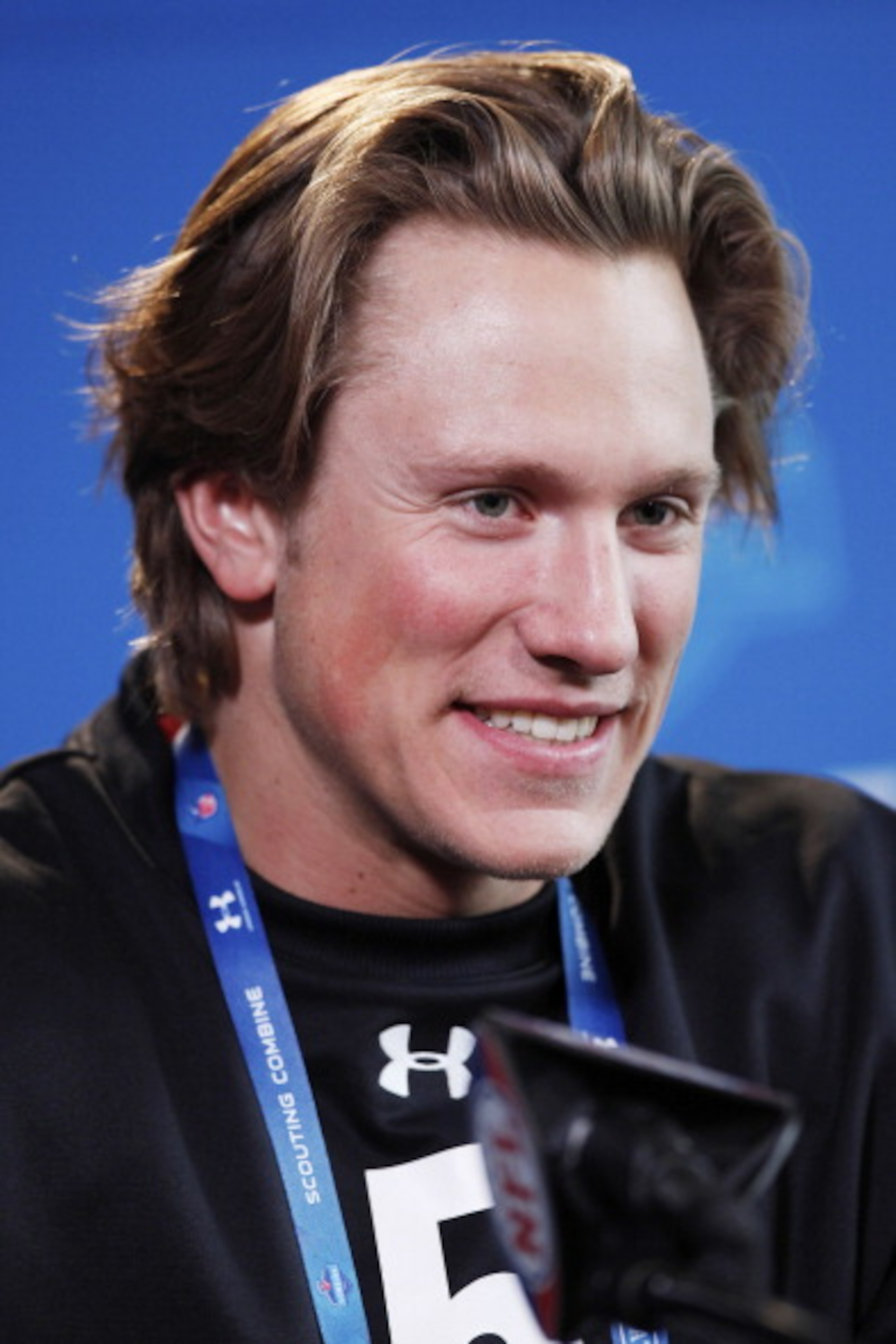 INDIANAPOLIS, IN - FEBRUARY 25: Missouri Tigers quarterback Blaine Gabbert answers questions during a media session at the 2011 NFL Scouting Combine at Lucas Oil Stadium on February 25, 2011 in Indianapolis, Indiana. (Photo by Joe Robbins/Getty Images) INDIANAPOLIS, IN - FEBRUARY 25: Missouri Tigers quarterback Blaine Gabbert answers questions during a media session at the 2011 NFL Scouting Combine at Lucas Oil Stadium on February 25, 2011 in Indianapolis, Indiana. (Photo by Joe Robbins/Getty Images)