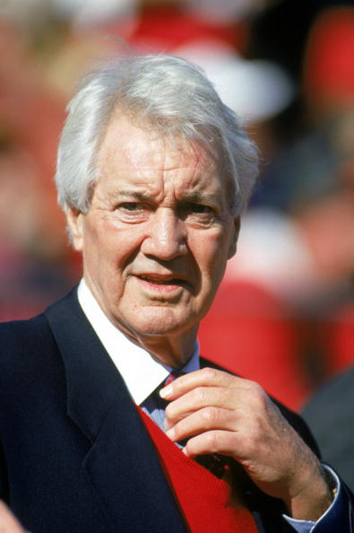 SAN FRANCISCO - NOVEMBER 13: ESPN Anchorman Pat Summerall looks on during a game with the Dallas Cowboys against the San Francisco 49ers at Candlestick Park on November 13, 1994 in San Francisco, California. The 49ers won 21-14. (Photo by George Rose/Gett